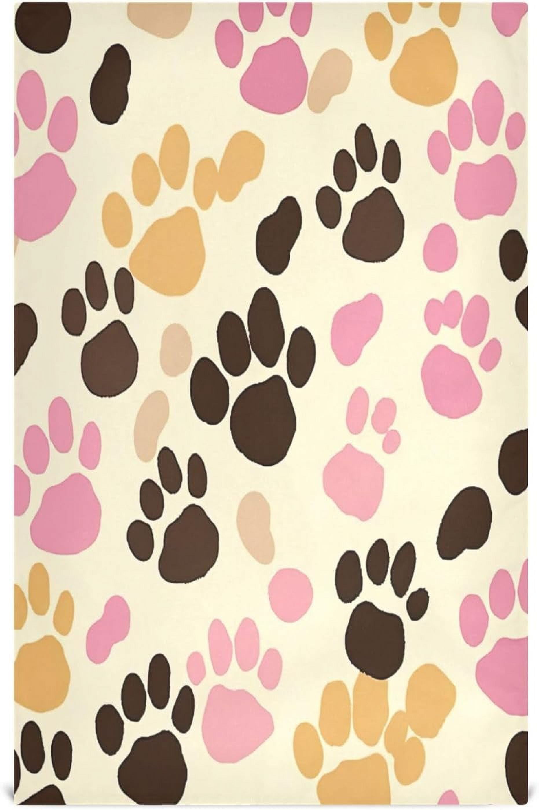 Wellsay Colorful Dog Paws Kitchen Towels 18x28inch Ultra Soft Absorbent