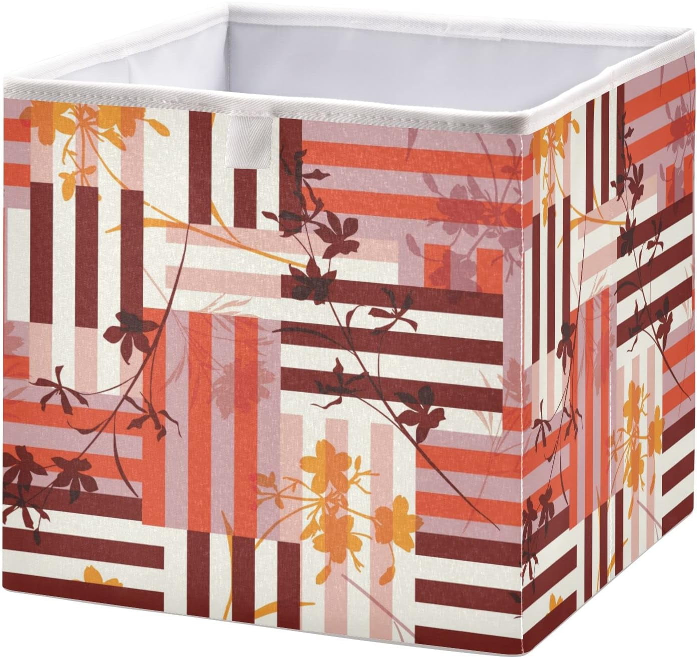 Wellsay Colourful Stripes Flowers Cube Storage Bins 11x11x11 In Large