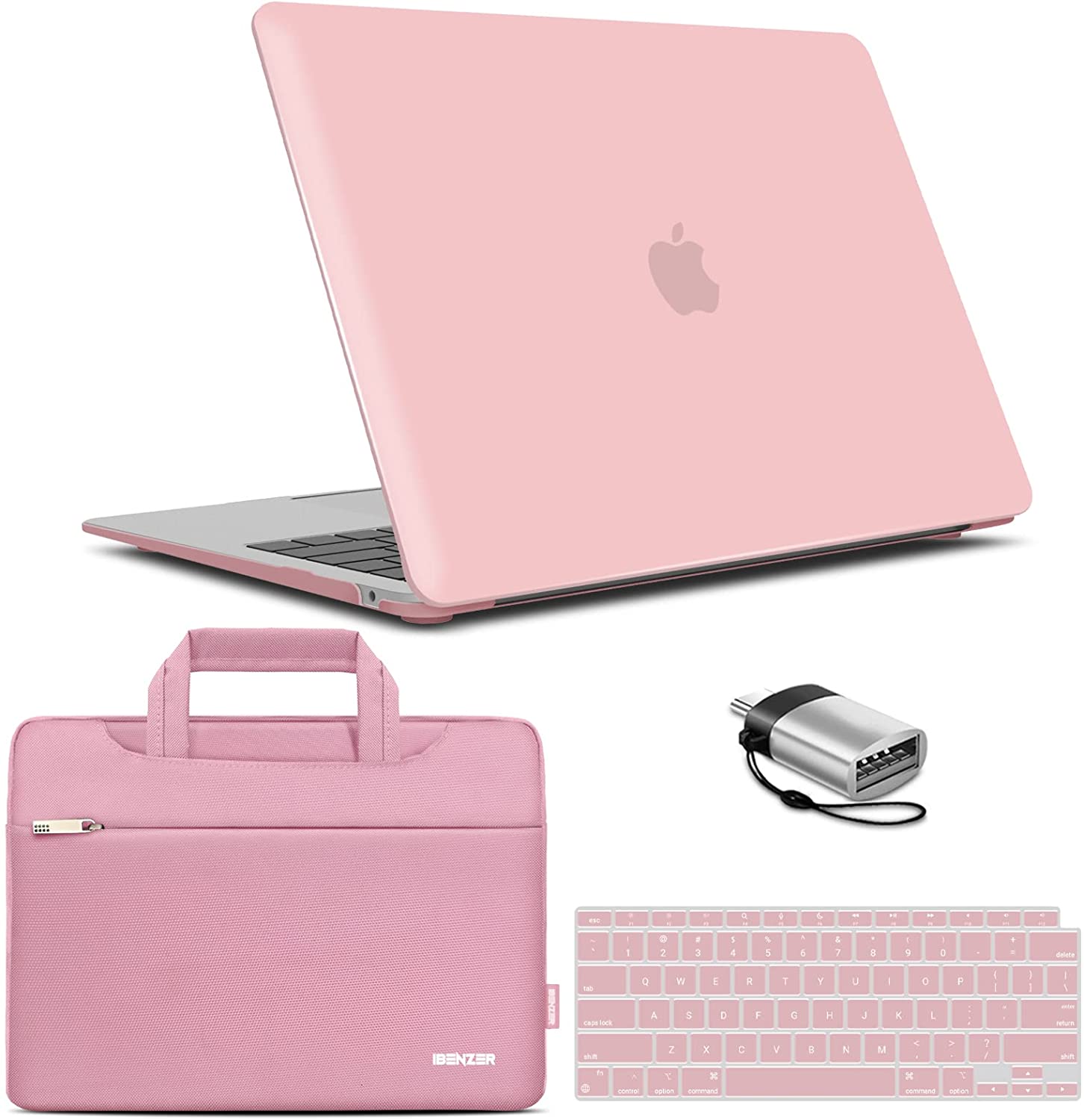 Berkin Arts Glitter Harde Hoes Voor MacBook Air A2179/A2337 – Kristalhelder, Lichtgewicht, Met Screenprotector En Toetsenbordhoes – Rose Roze