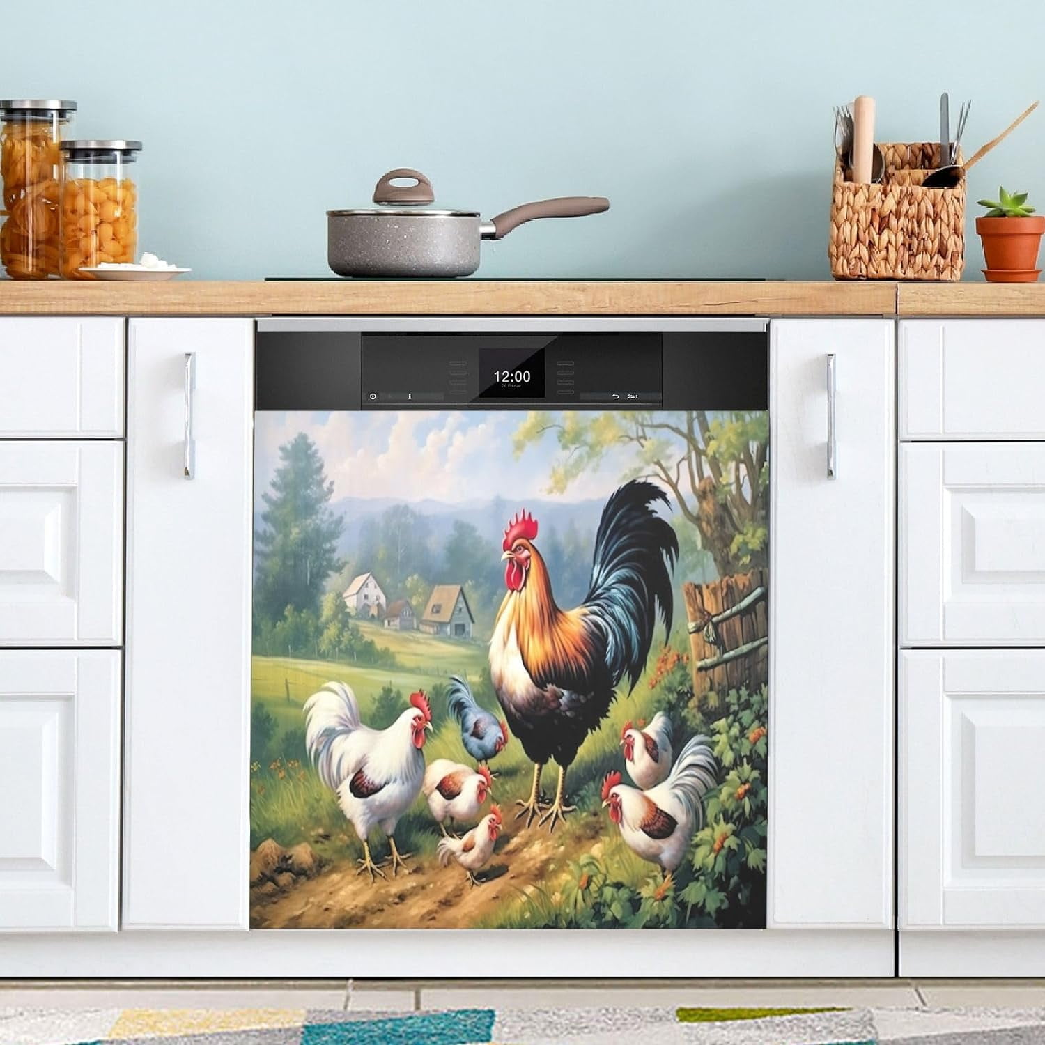 Kigai Magnetic Dishwasher Cover – Fridge & Appliance Decal, 23x26 Inches, PVC + Magnet, Easy Clean