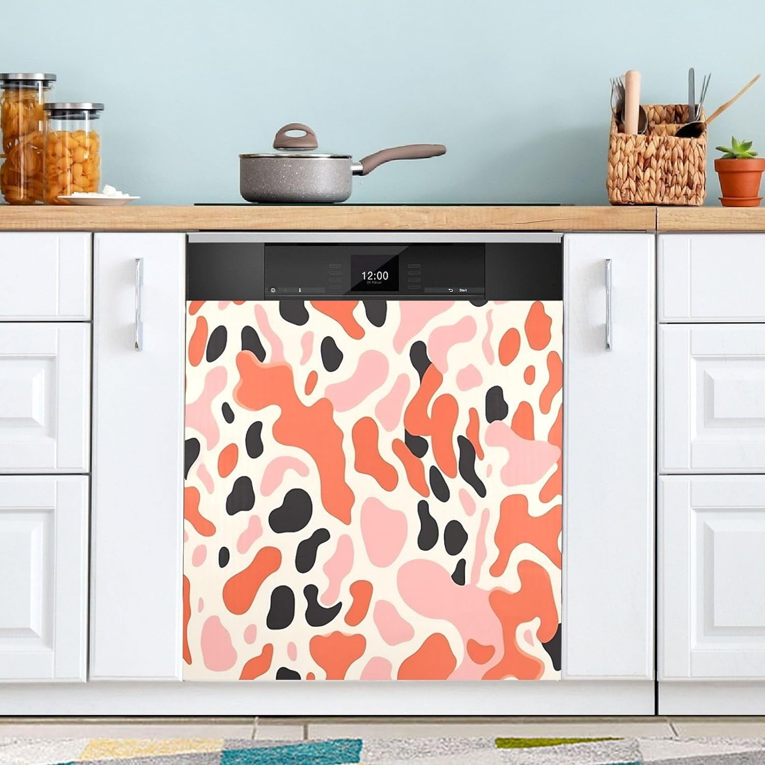 Wellsay Cow Print Dishwasher Cover Dishwasher Front Door Cover