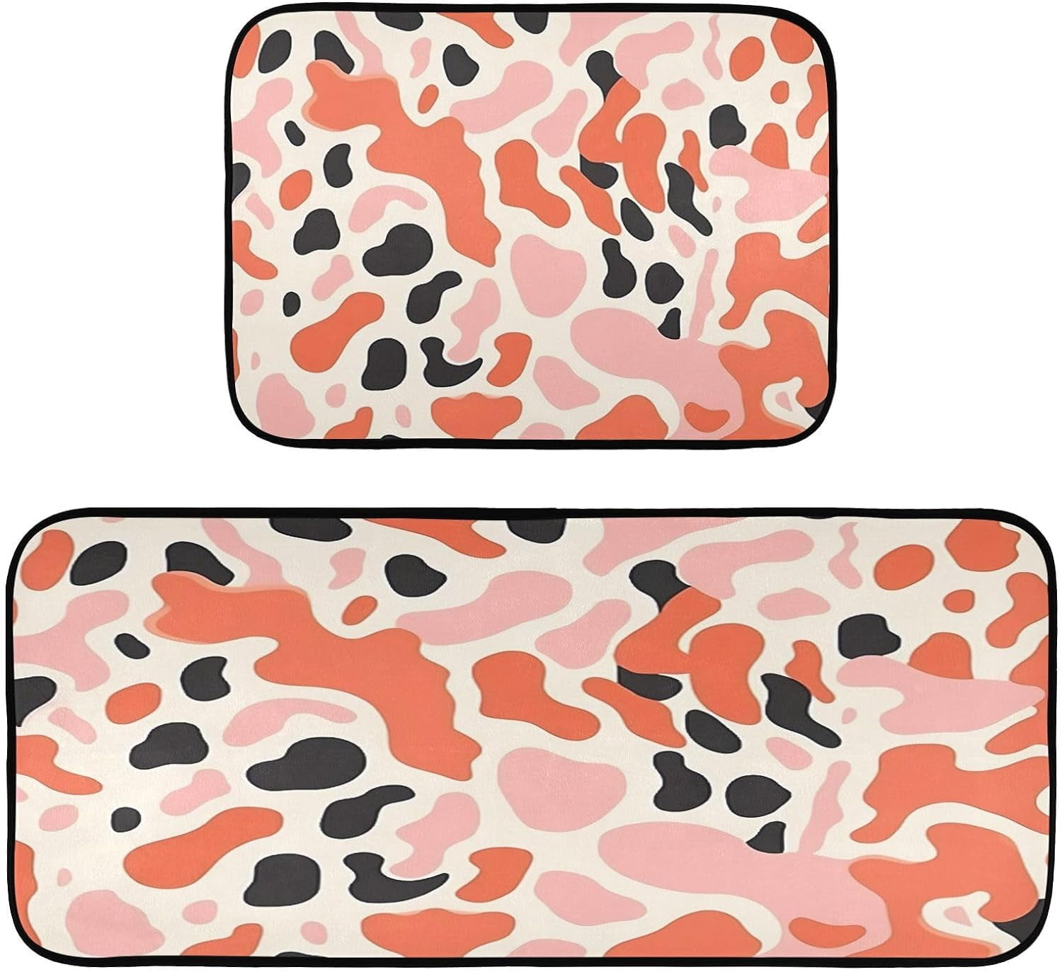 Wellsay Cow Print Kitchen Rug Set of 2 Non Slip Washable Cushioned Anti