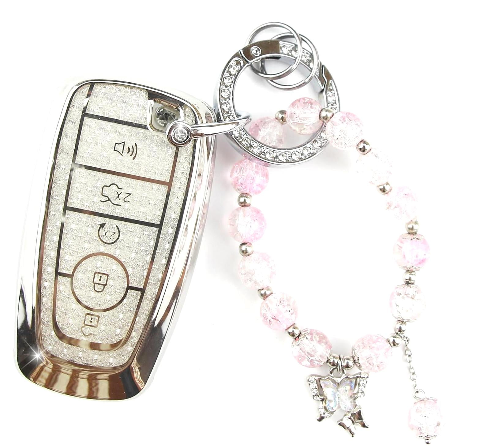 Wellsay Crystal-Embedded Key Fob Cover, 5-Button Design, with Escape ...