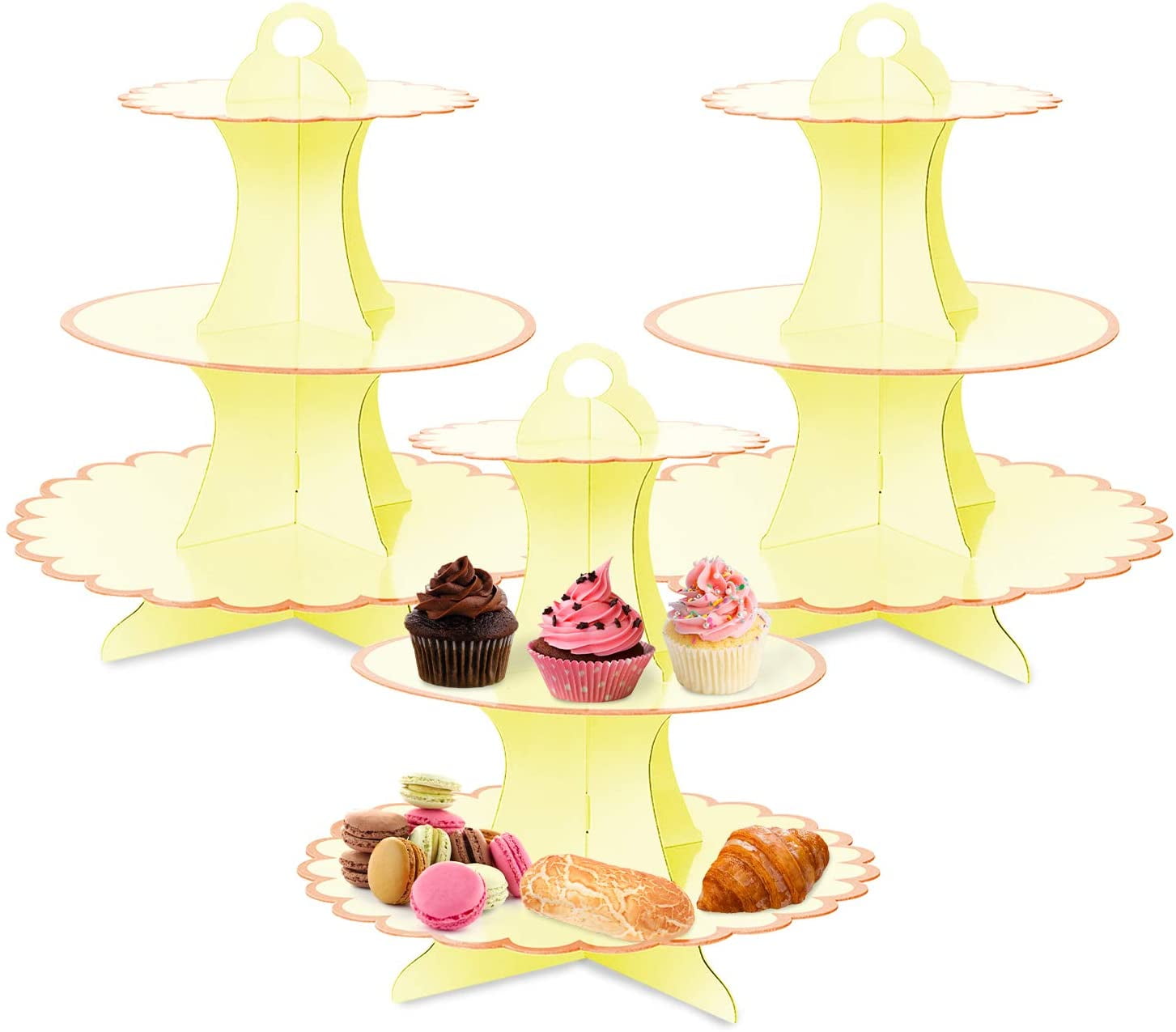 Tier Plates Wellsay Cupcake Stand,3 Set of 3-Tier Dessert Plates Mini Ca Fruit ...
