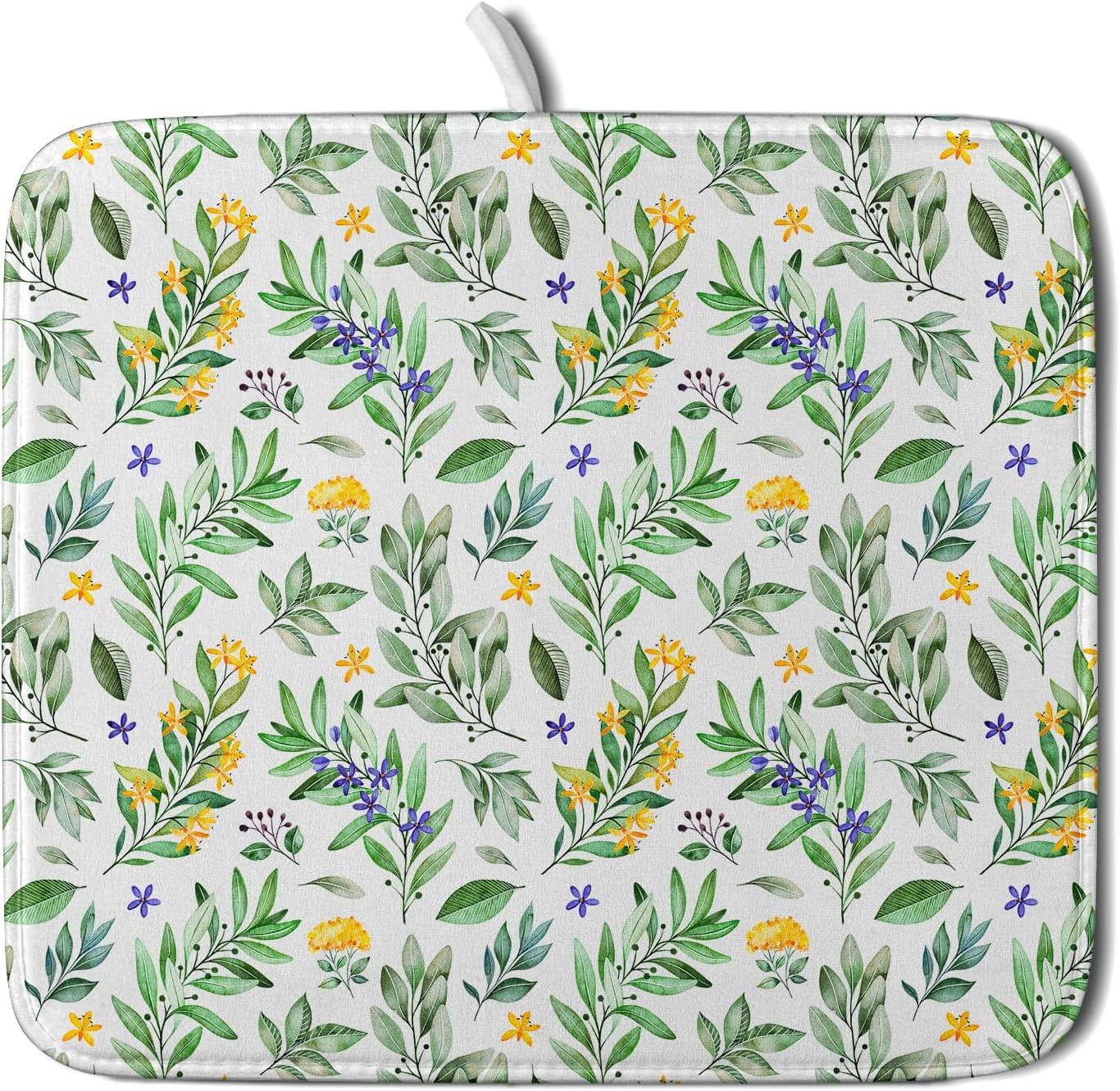 Wellsay Cute Floral Dish Drying Mat Yellow Purple Flower Dish