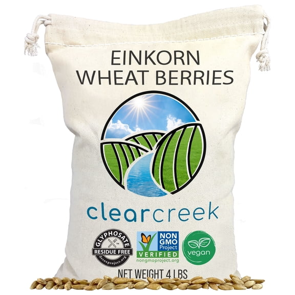 Clear Creek Certified Glyphosate Residue Free Einkorn Wheat Berries | 4 lb | Non-GMO Project Verified