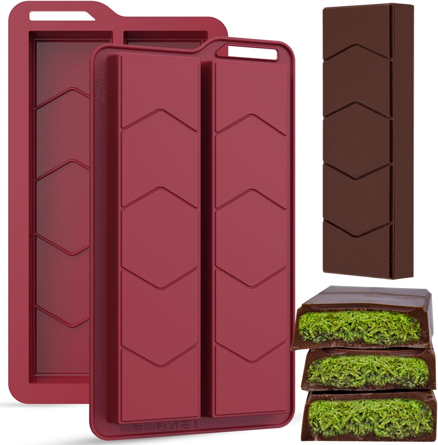 Wellsay Deep Chocolate Granola Dubai Bar po kit Molds Silicone,Thick ...