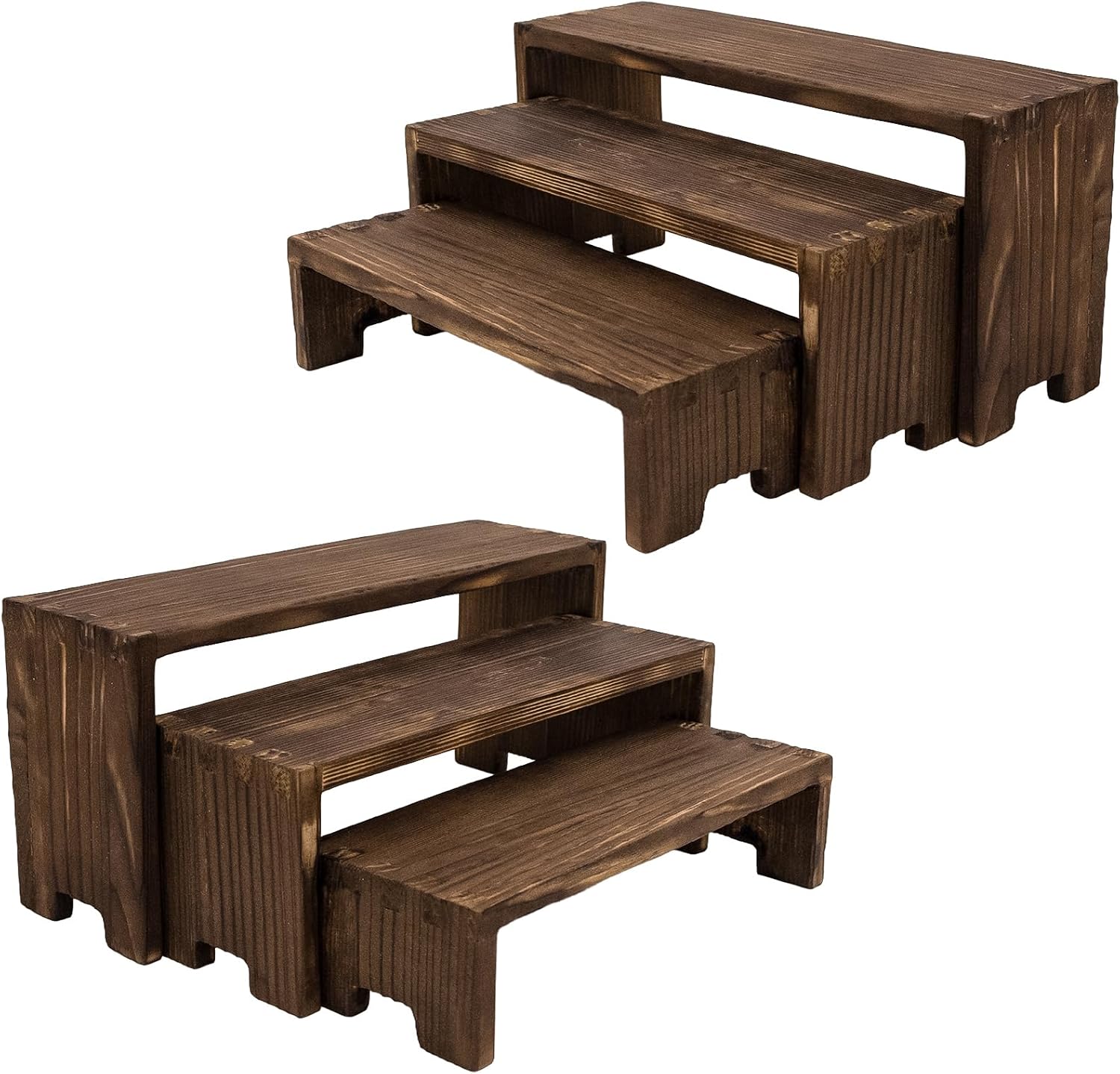Wellsay Display Risers-3 Tier Wood Risers Decorative Rectangular ...