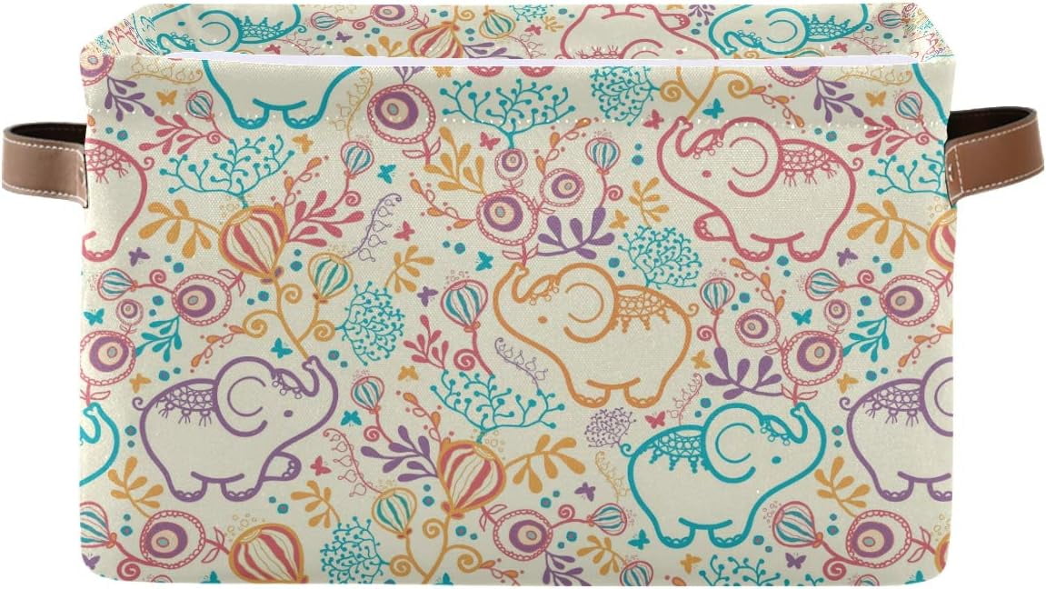 Wellsay Elephant Laundry Basket Collapsible Laundry Hamper Clothes Toys Storage Bin with Handles