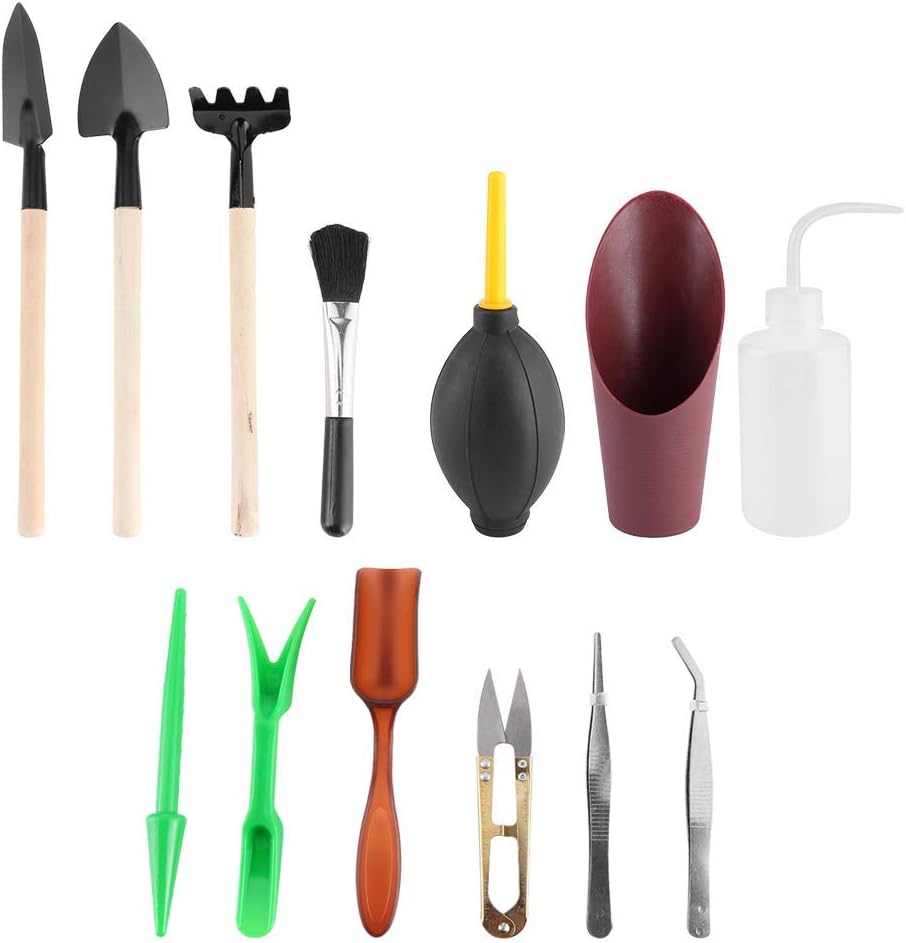 12 PCS Mini Garden Tool Set For Succulents & Indoor Plants - Pink Hand Tools With Watering Bottle