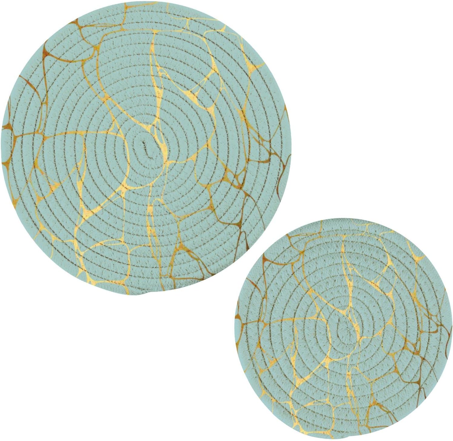 Wellsay Golden Line Marble Potholders Set Trivets Set of 4 Potholders