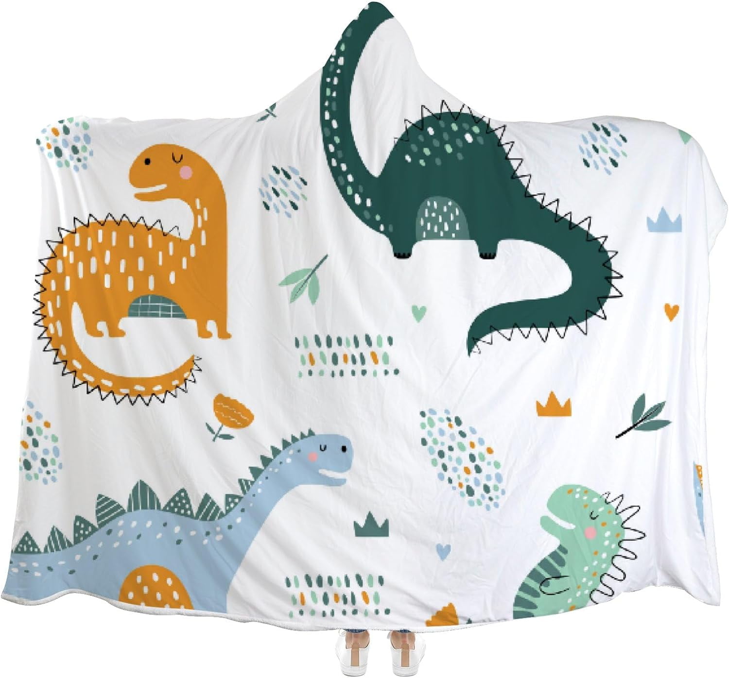 Wellsay Hooded Blanket Cute Funny Kids Dinosaurs Wearable Soft Fleece