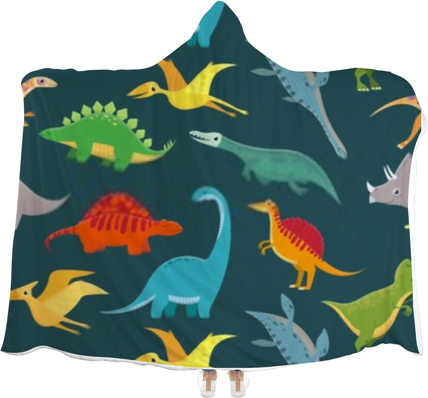 Wellsay Hooded Blanket Cute Kids Dinosaurs Colorful Wearable Soft