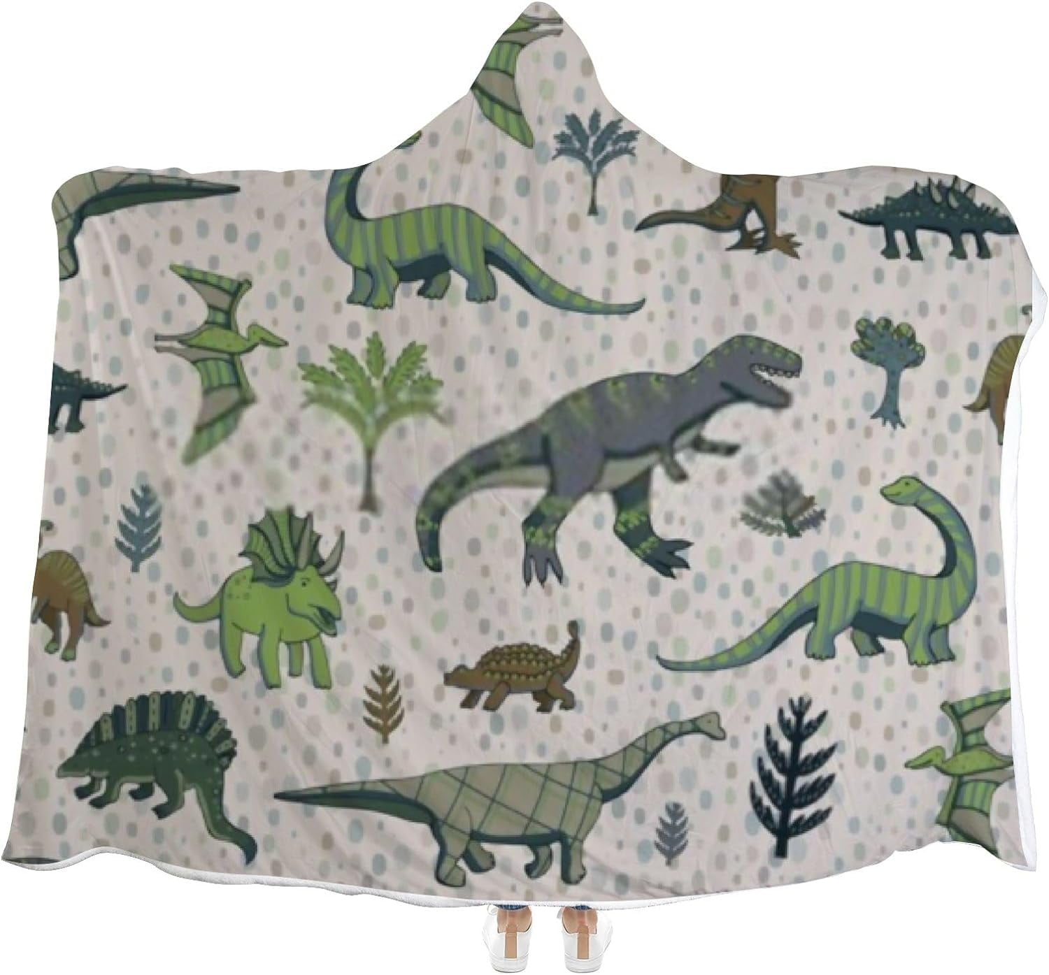 Wellsay Hooded Blanket Rustic Dinosaur Wearable Soft Fleece Blankets