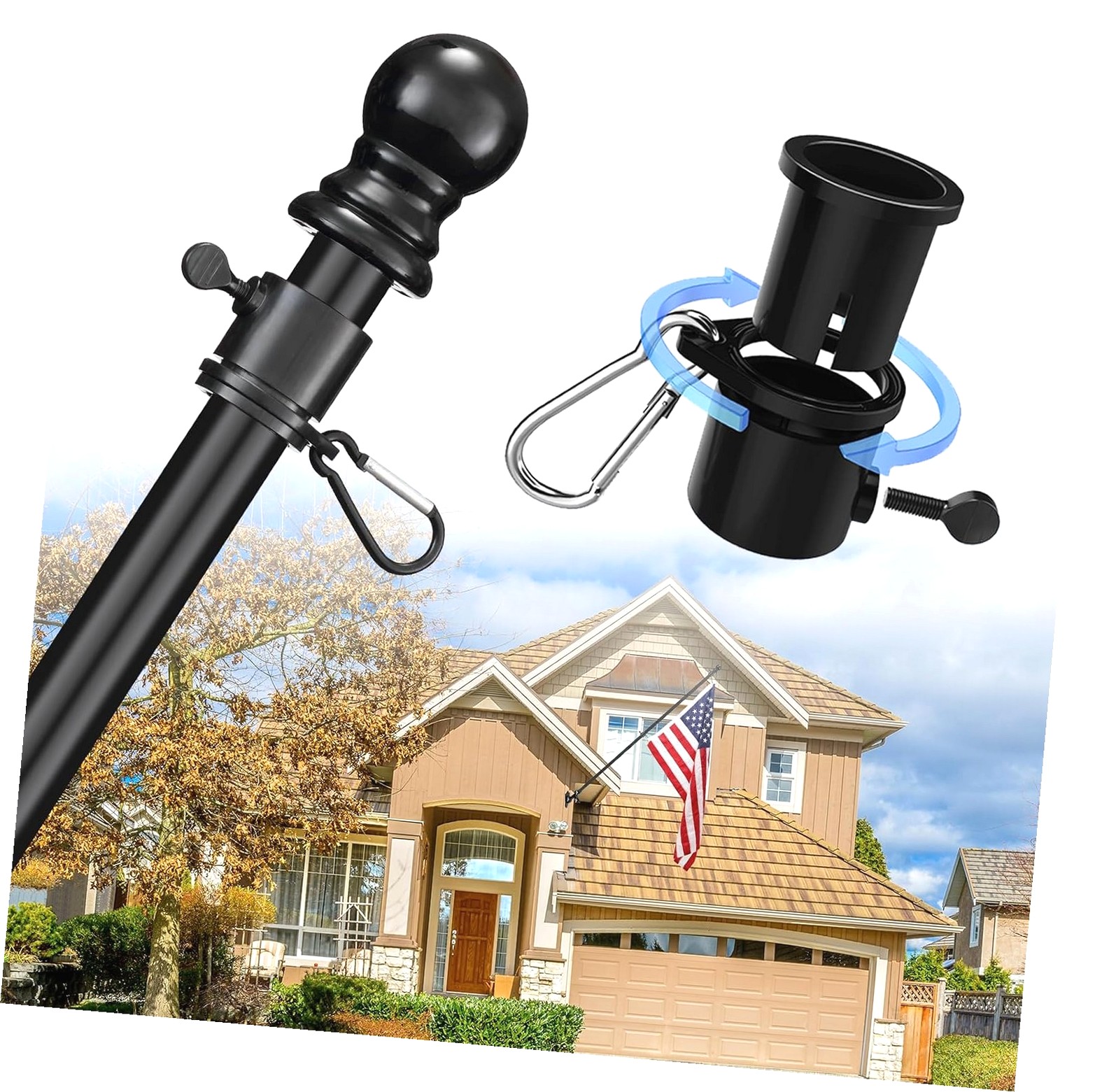 Wellsay House Pole Kit 5ft Pole for Outside House, Metal Poles for ...