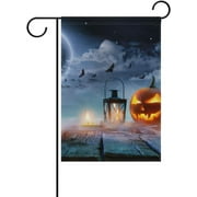 Wellsay Jack O’ Lanterns Spooky Garden Flag Yard Banner Polyester for Home Flower Pot Outdoor Decor 12X18 Inch