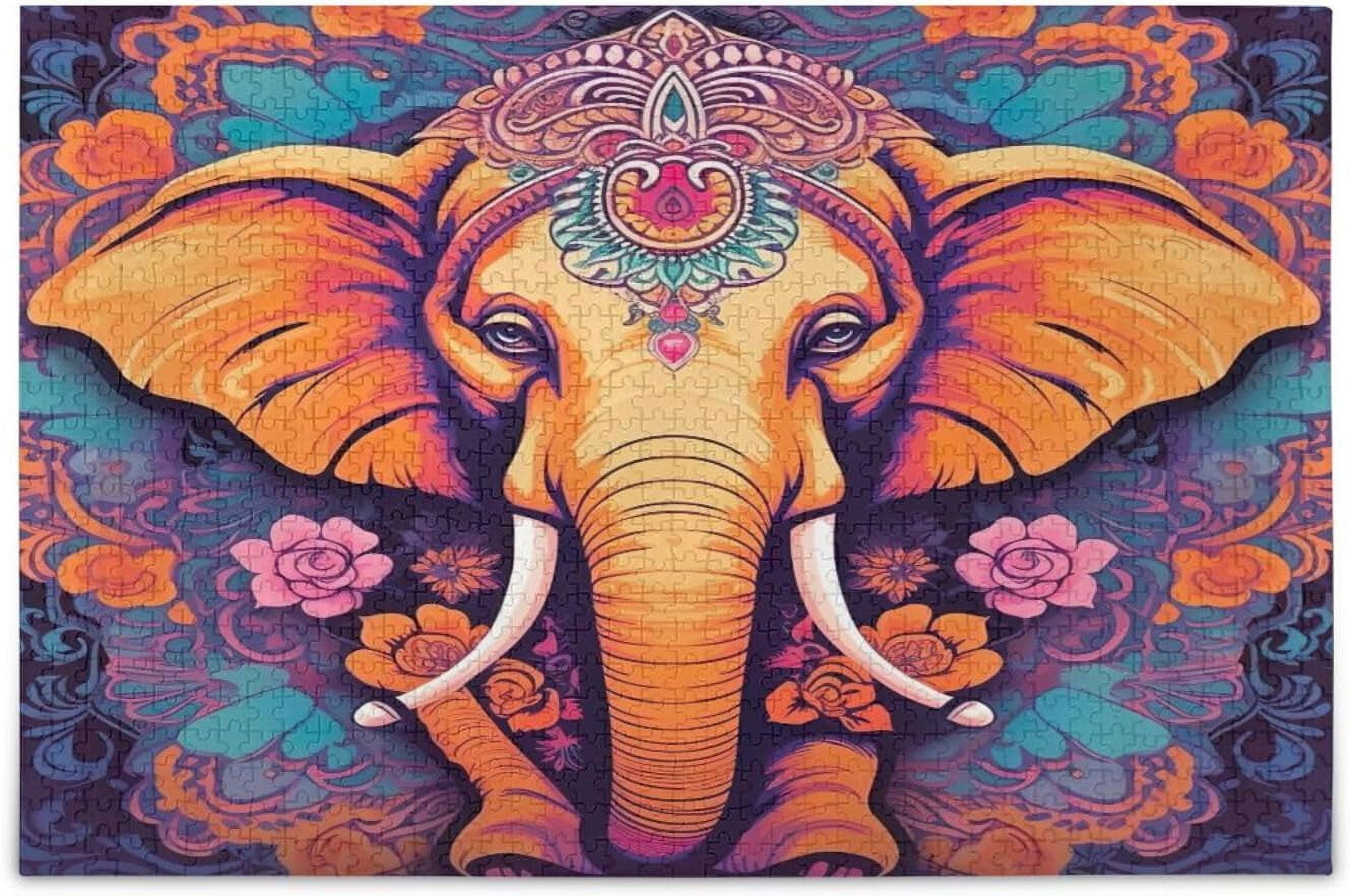 Wellsay Jigsaw Puzzles 500 Pieces for Adults, Indian Elephant Kid's