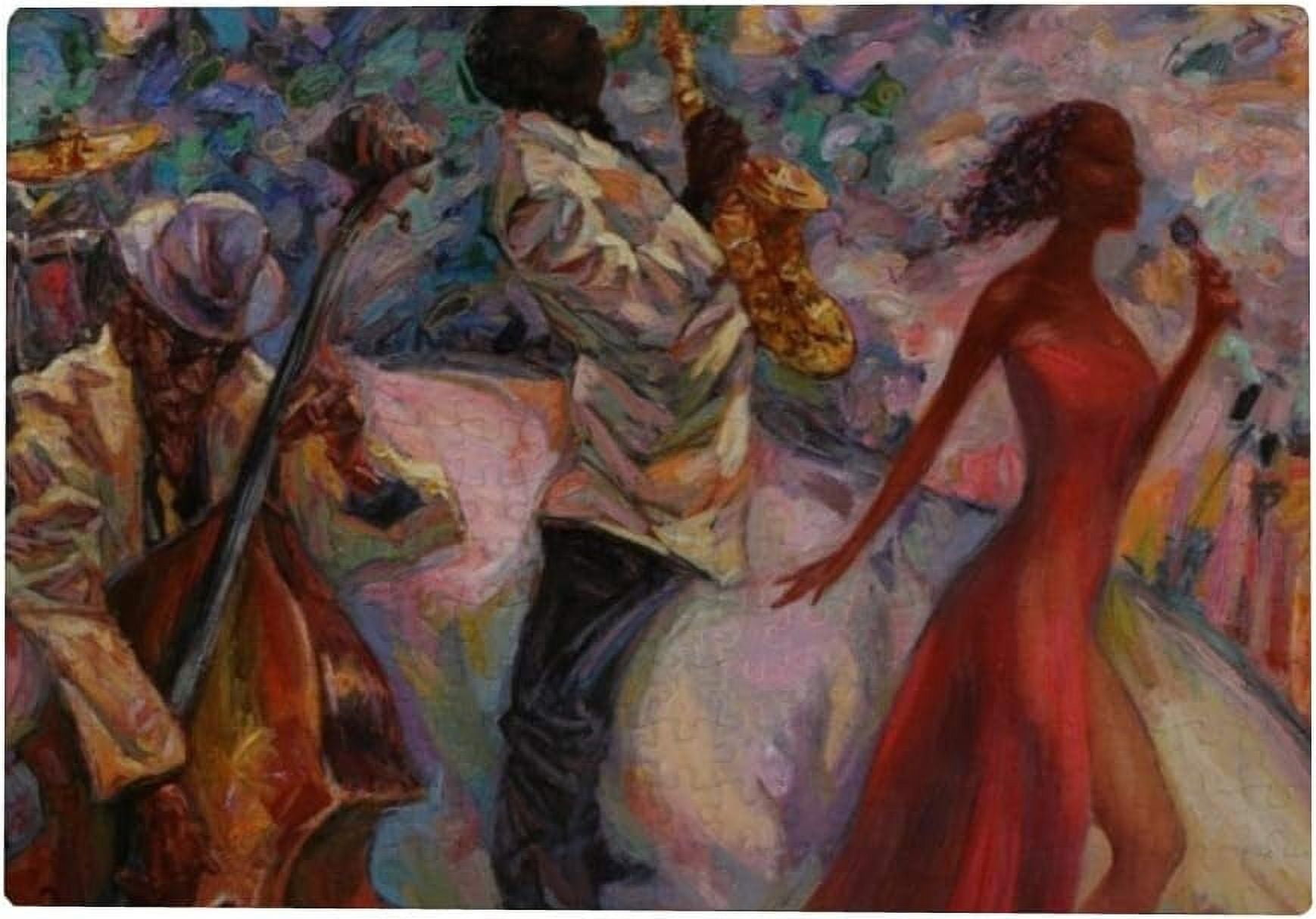 Rock And Roll Woman 1000 Piece Jigsaw Puzzle - Jazz Musician Art, Cool Girl Playing Saxophone (19.7x27.6 Inches)