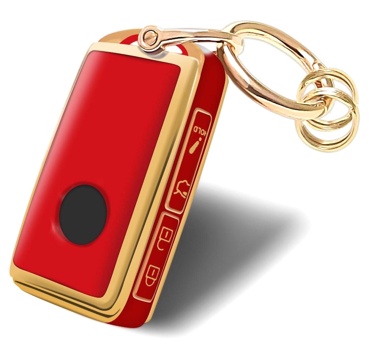 Wellsay Key Fob Cover, 4 Buttons TPU Key Protector with Golden Edge ...