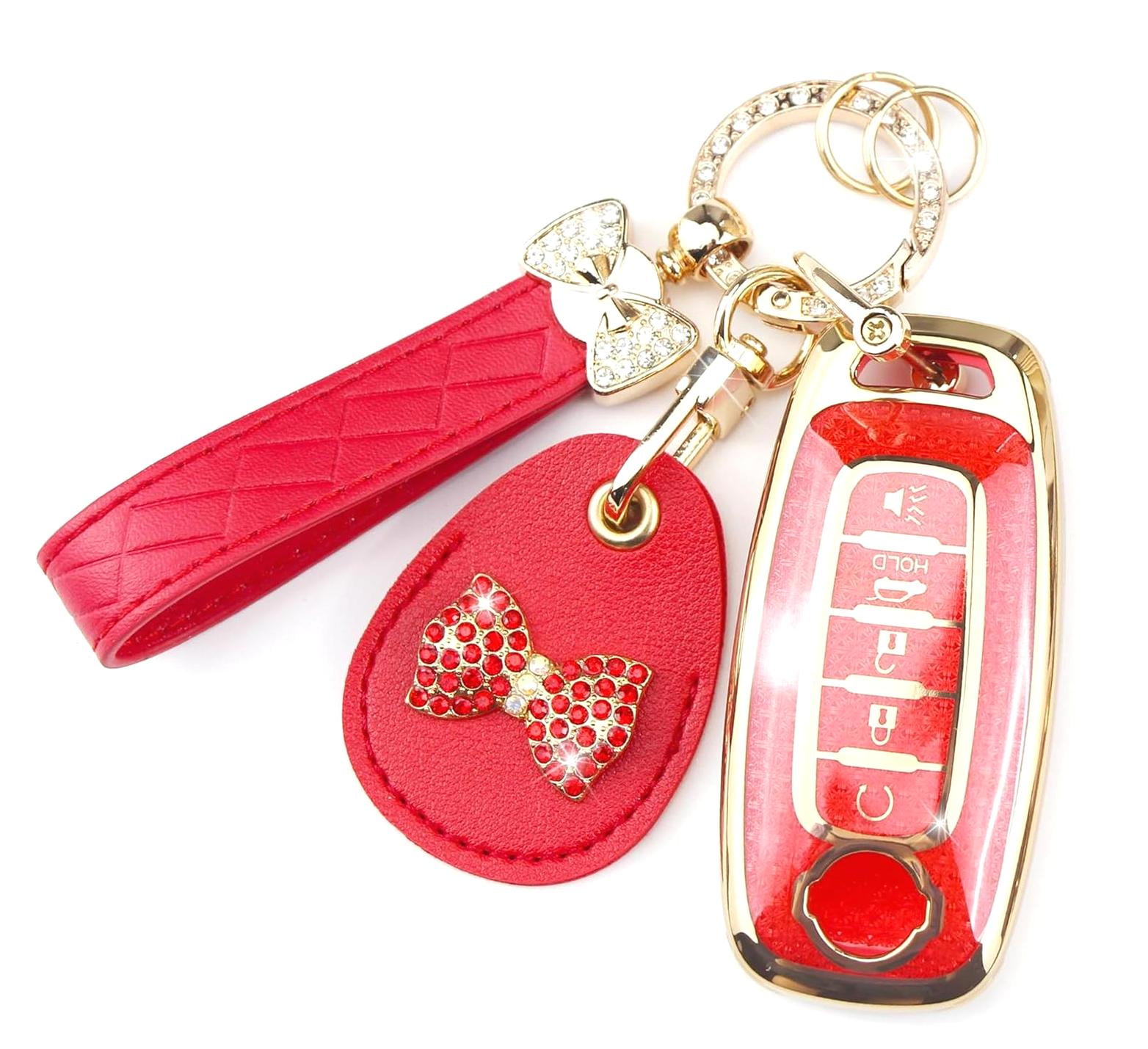 Wellsay Key Fob Cover with Leather Holder for AirTag/RFID, with ...