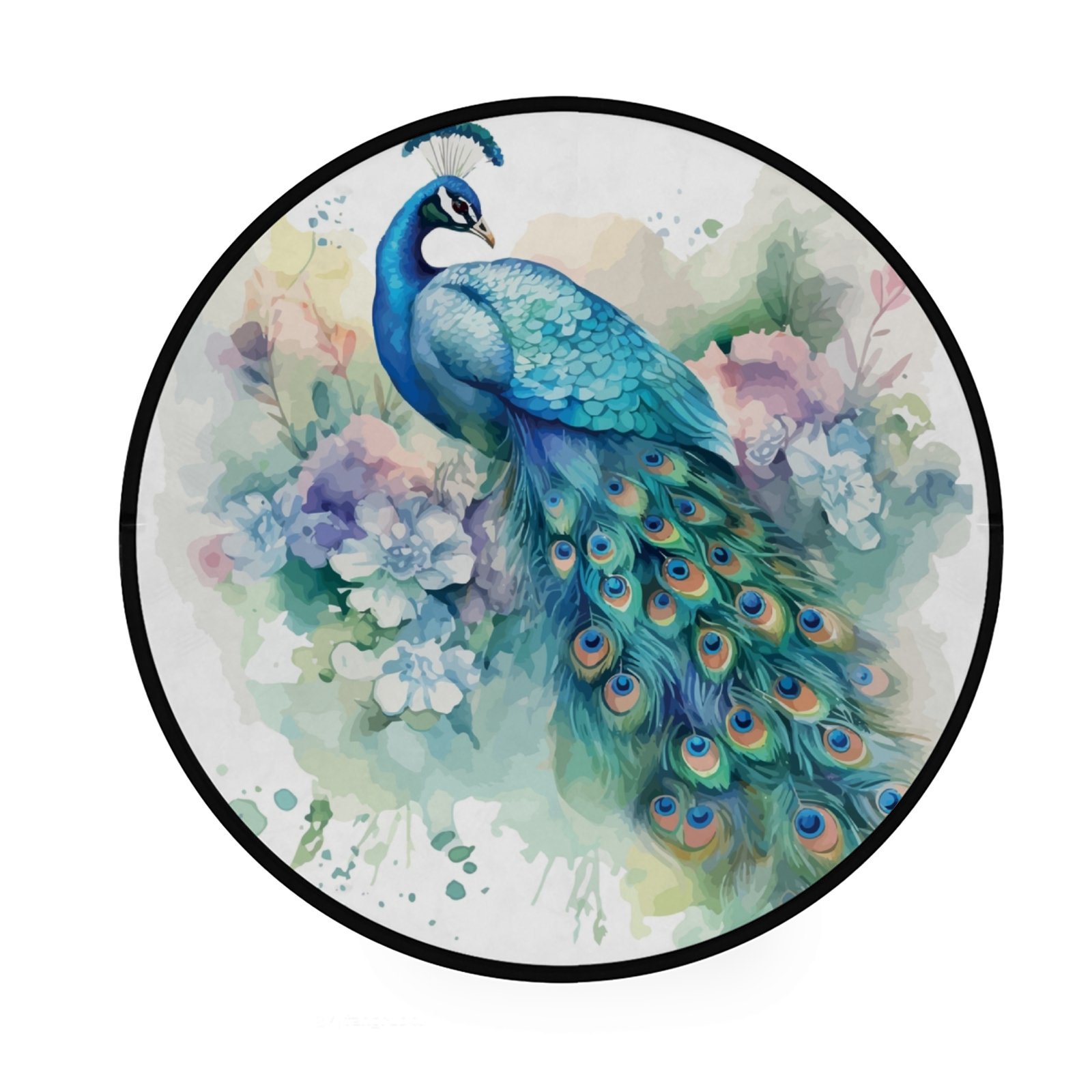 Wellsay Kids Round Rug, Beautiful Peacocks Soft Foam Area Rug Round