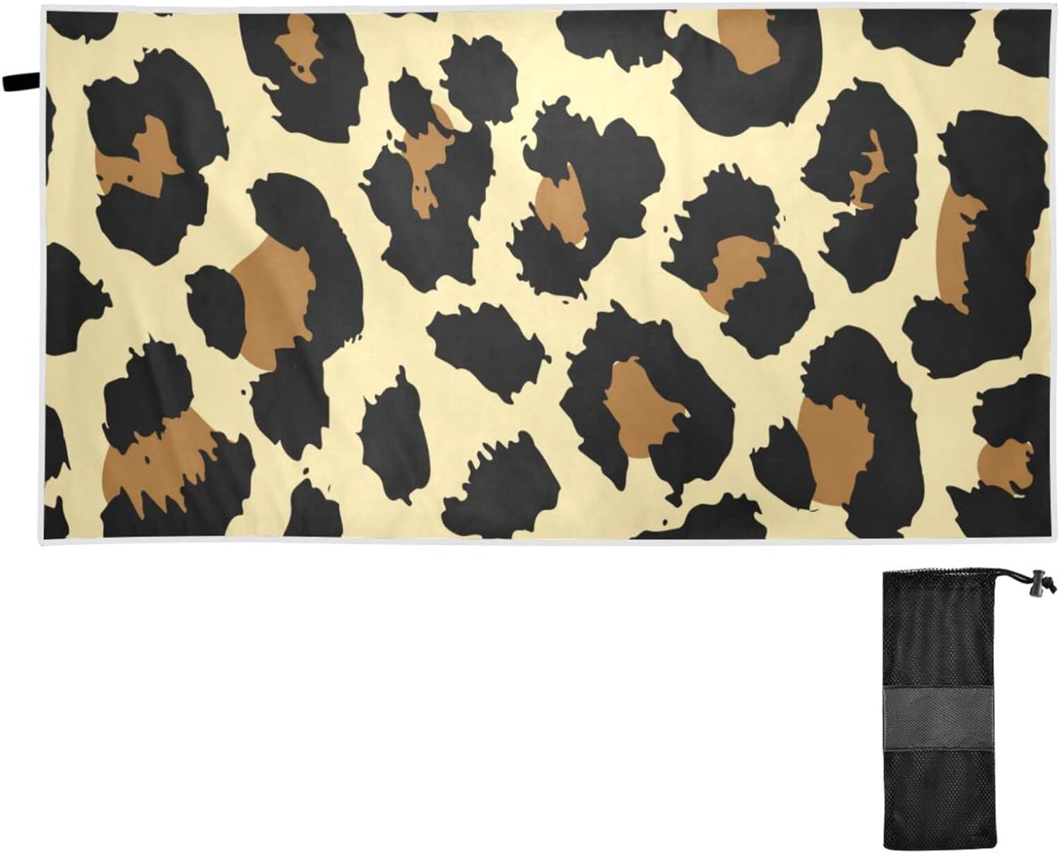 Wellsay Leopard Print Beach Towel 31" x 71", Quick Dry Bath Towel Super
