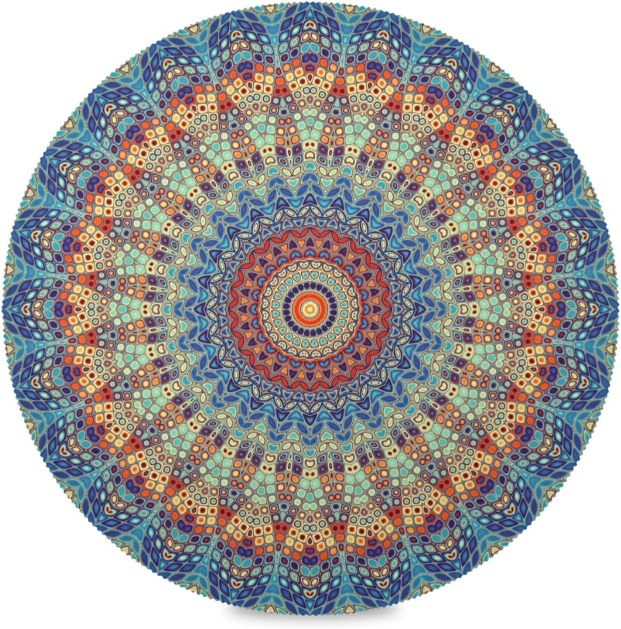 Mandala Round Heat-Resistant Polyester Placemats, Set of 4