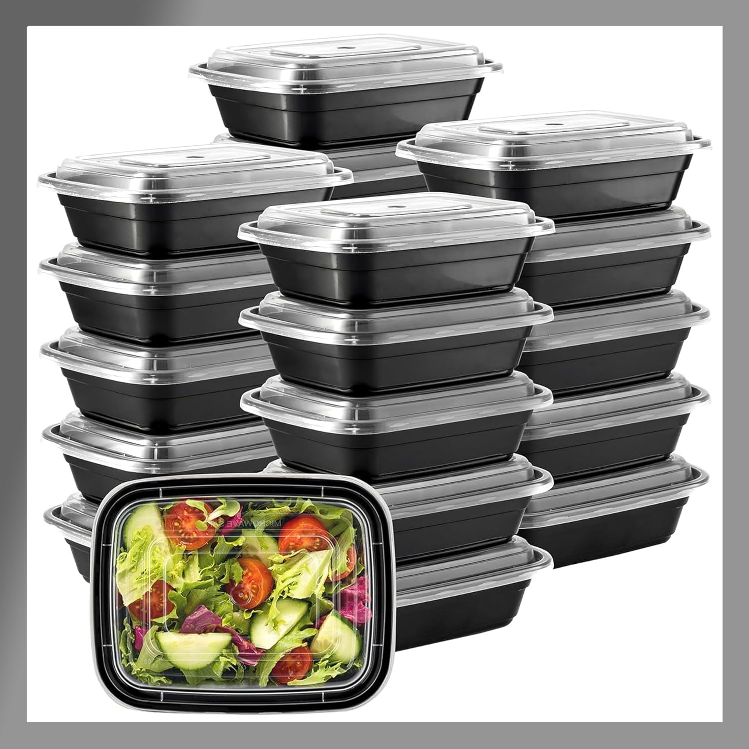 Wellsay Meal Prep Containers [10 Set] 24 oz with Lids, 1 compartment ...