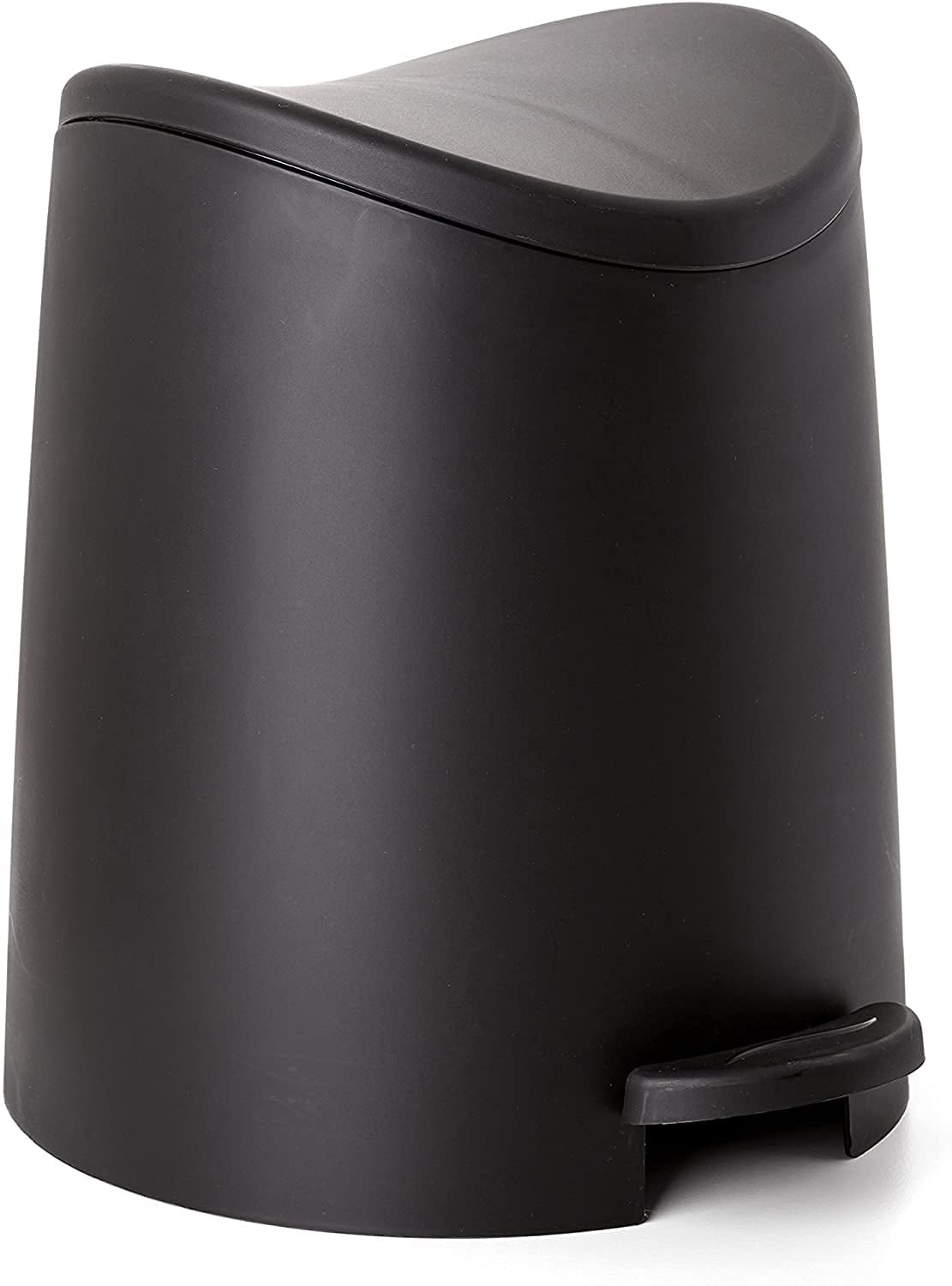 Wellsay Mini Plastic Bathroom Trash Can with Lid 3 Liter Black Modern ...