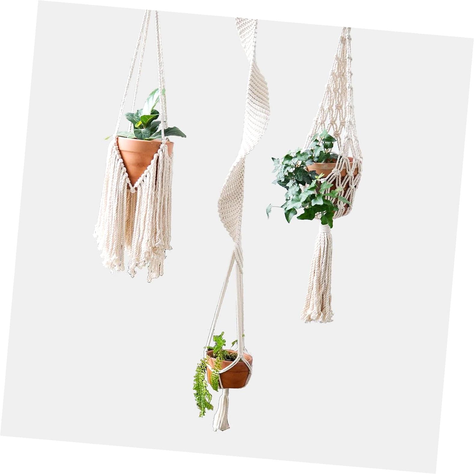 Fresh Look at Wellsay Minimalist Bohemian Style Hanging Planters Plant Net Pocket