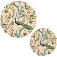 Wellsay Peacock Cute Flower Pot Holders Trivets 2 Pcs Heat Resistant