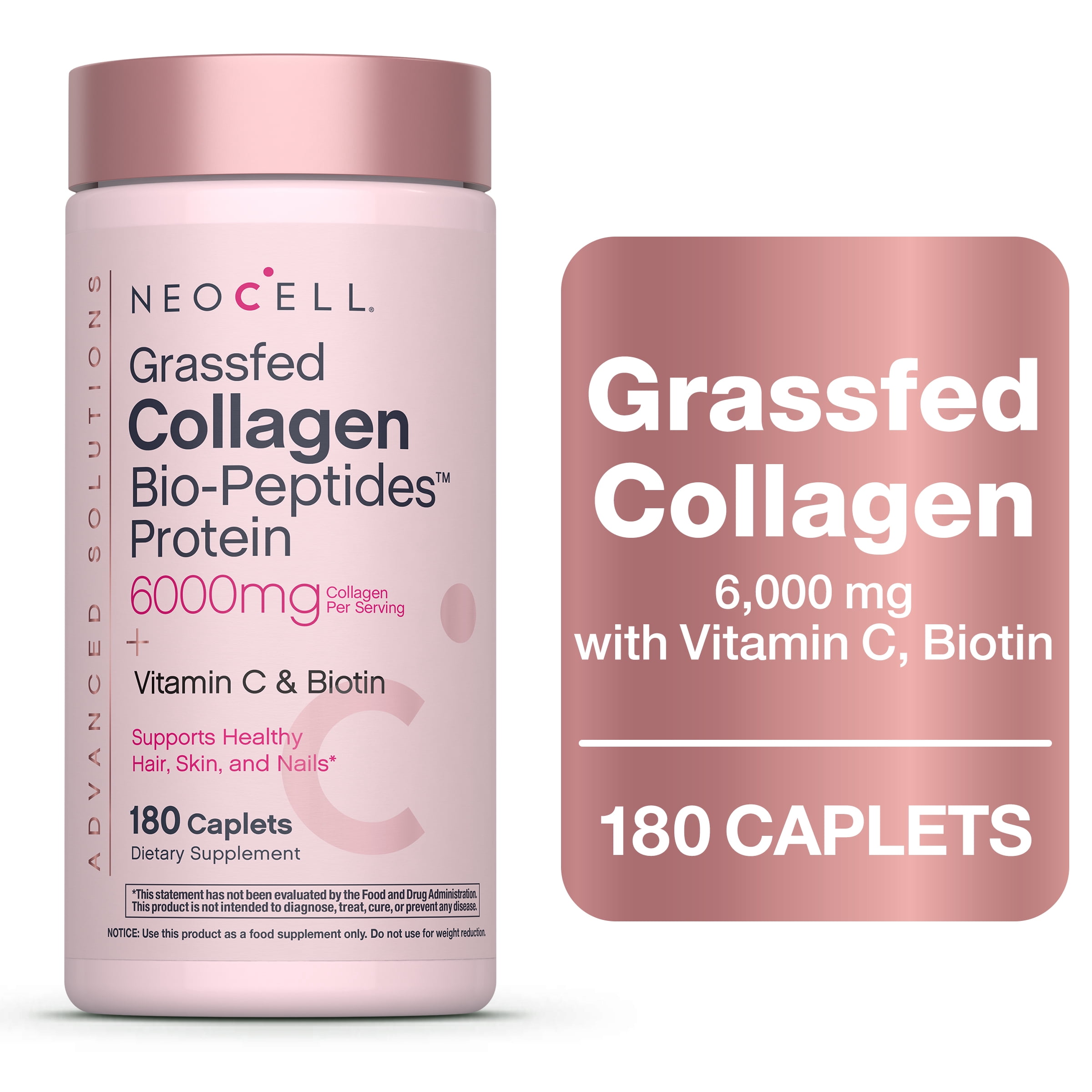 NeoCell Super Collagen C with Biotin Caplets for Skin Health, 180 Count