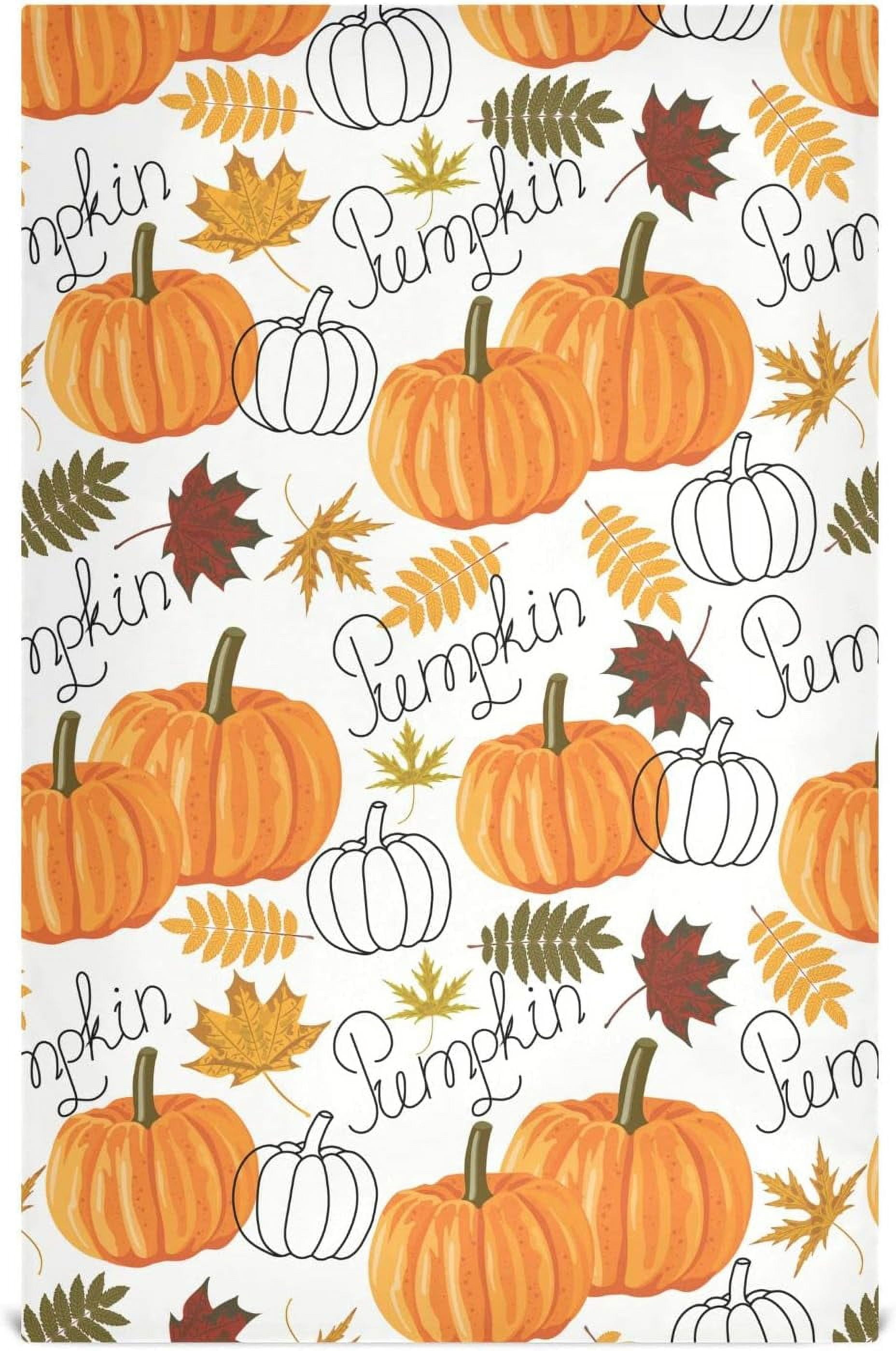 Wellsay Pumpkin Leaf Fall Autumn Kitchen Towel, Dish Towels Quick ...