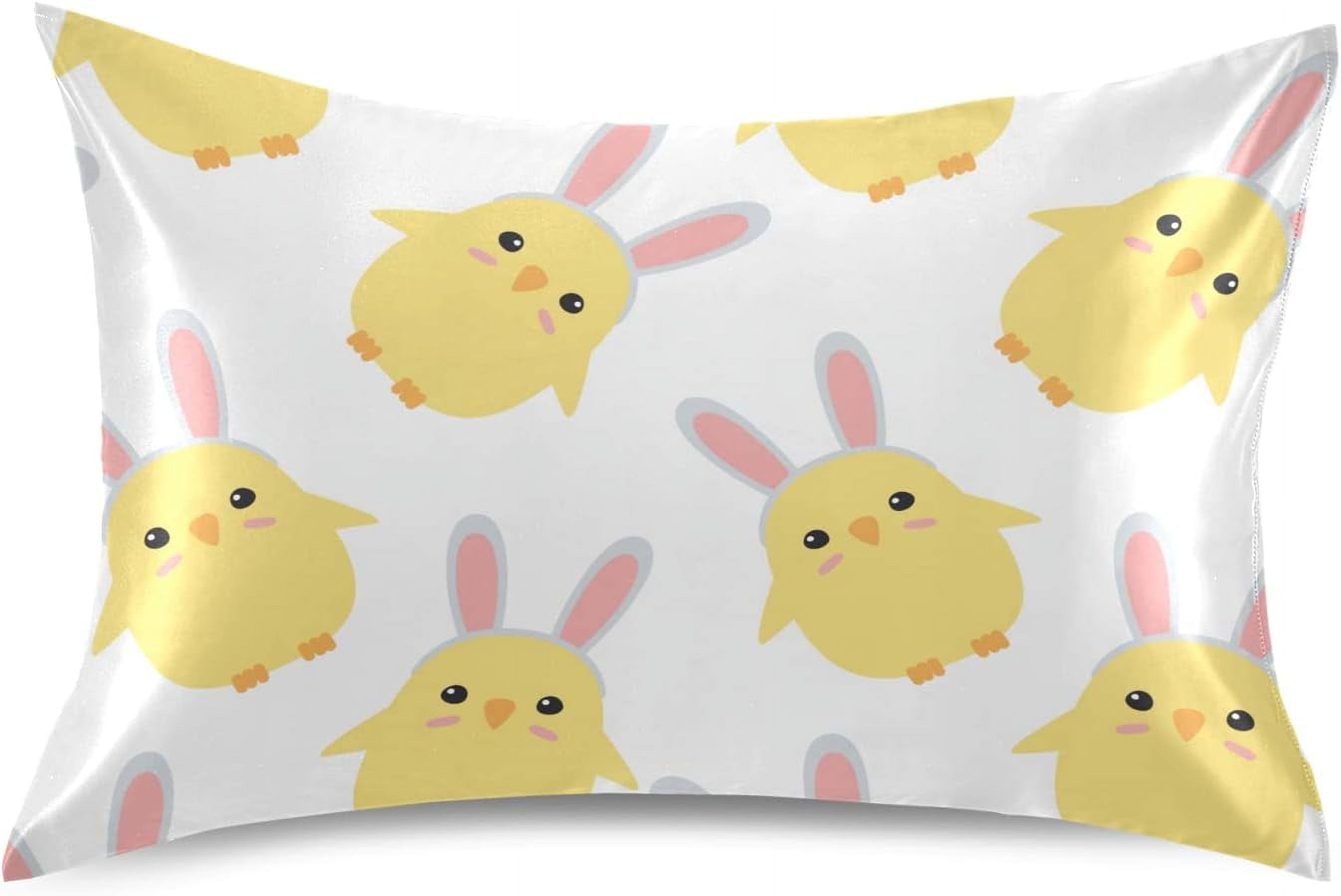 Wellsay Rabbit Satin Pillowcase for Hair and Skin Machine Washable Slip