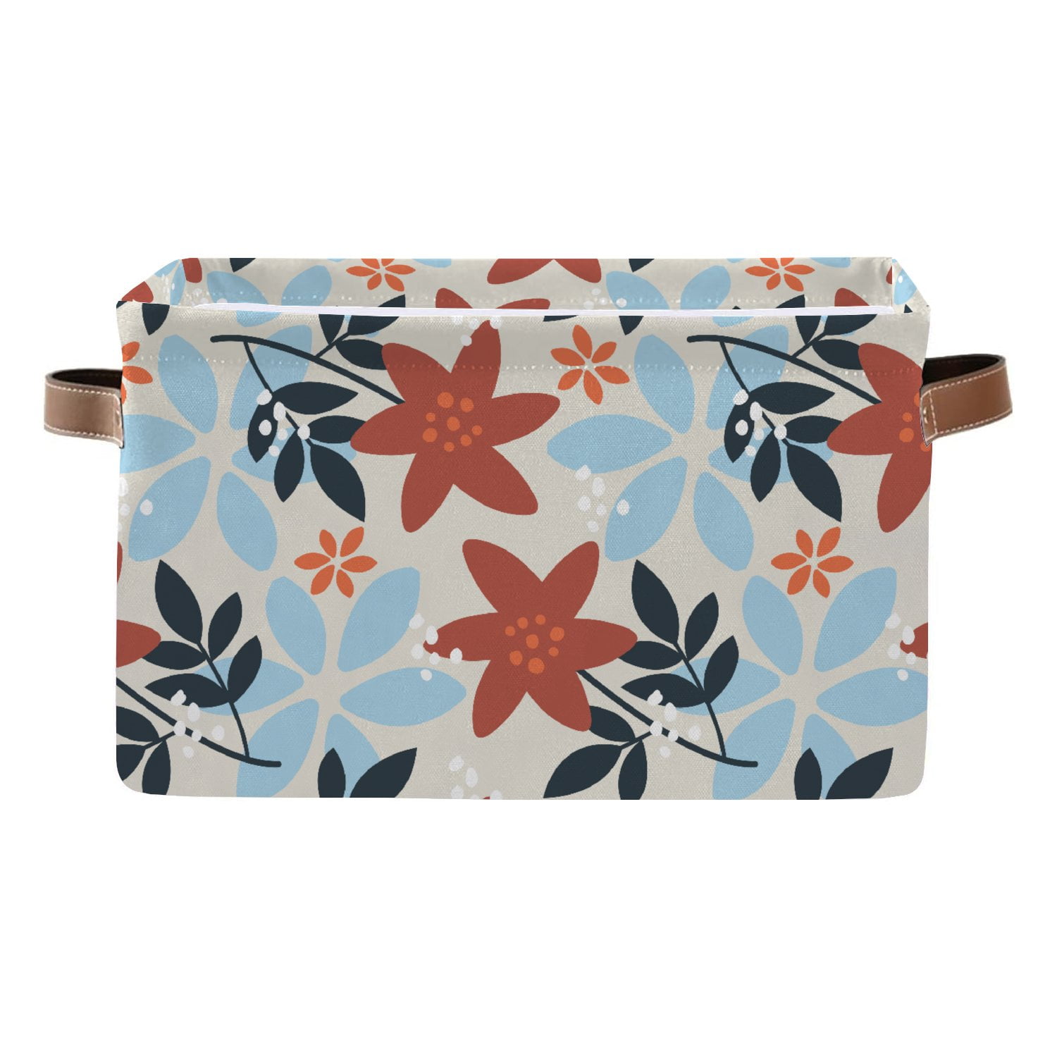 Wellsay Rectangle Storage Bin Floral Seamless Pattern 15x11x9 5in