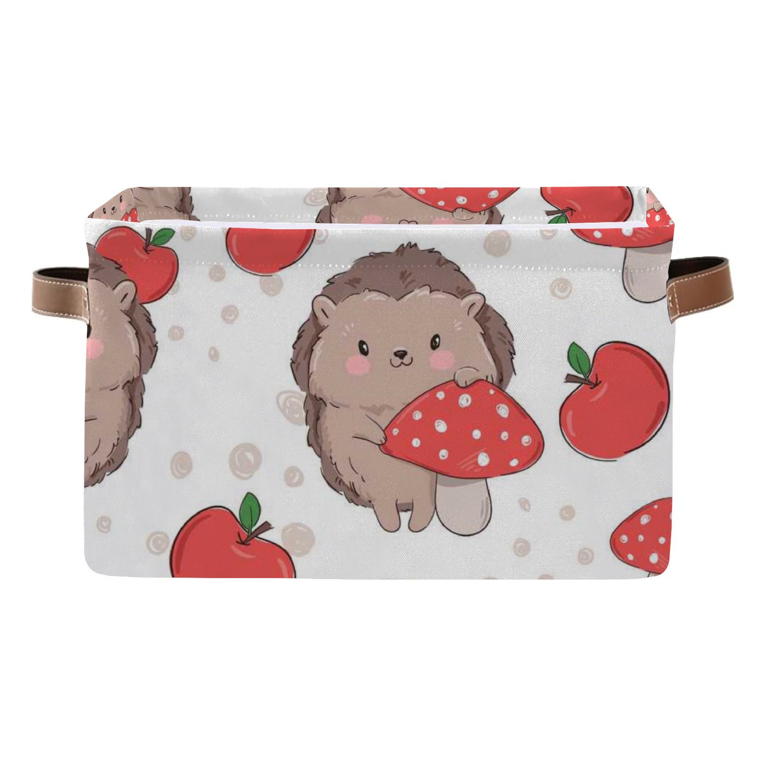 Wellsay Rectangle Storage Bin, Hedgehog with Fruit 15x11x9.5in