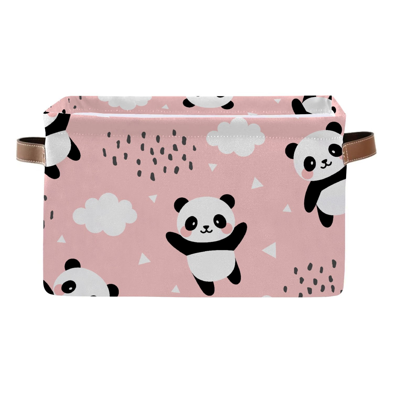 Wellsay Rectangle Storage Bin, Pandas on The Pink Background 15x11x9