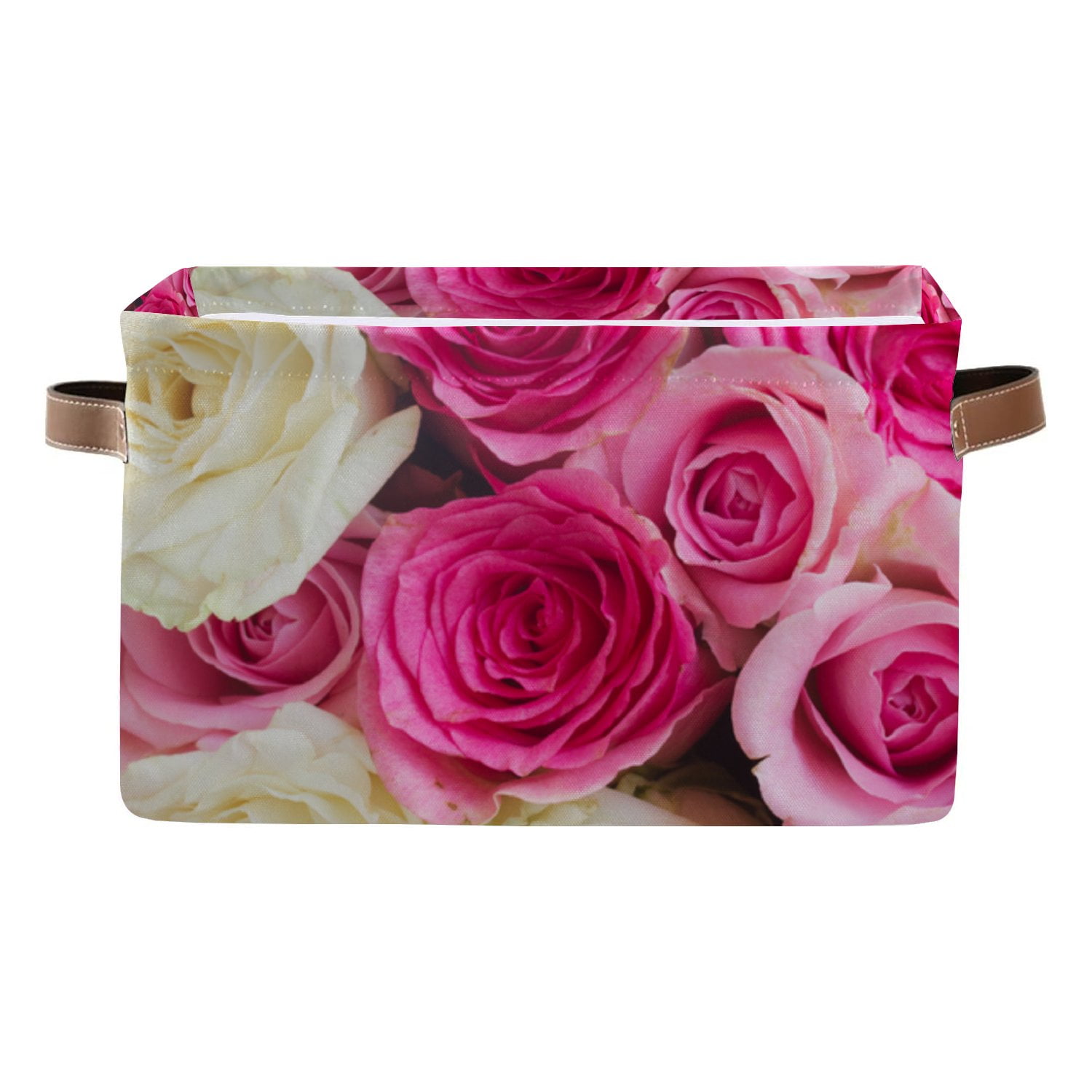 Wellsay Rectangle Storage Bin Roses Background 15x11x9 5in Collapsible