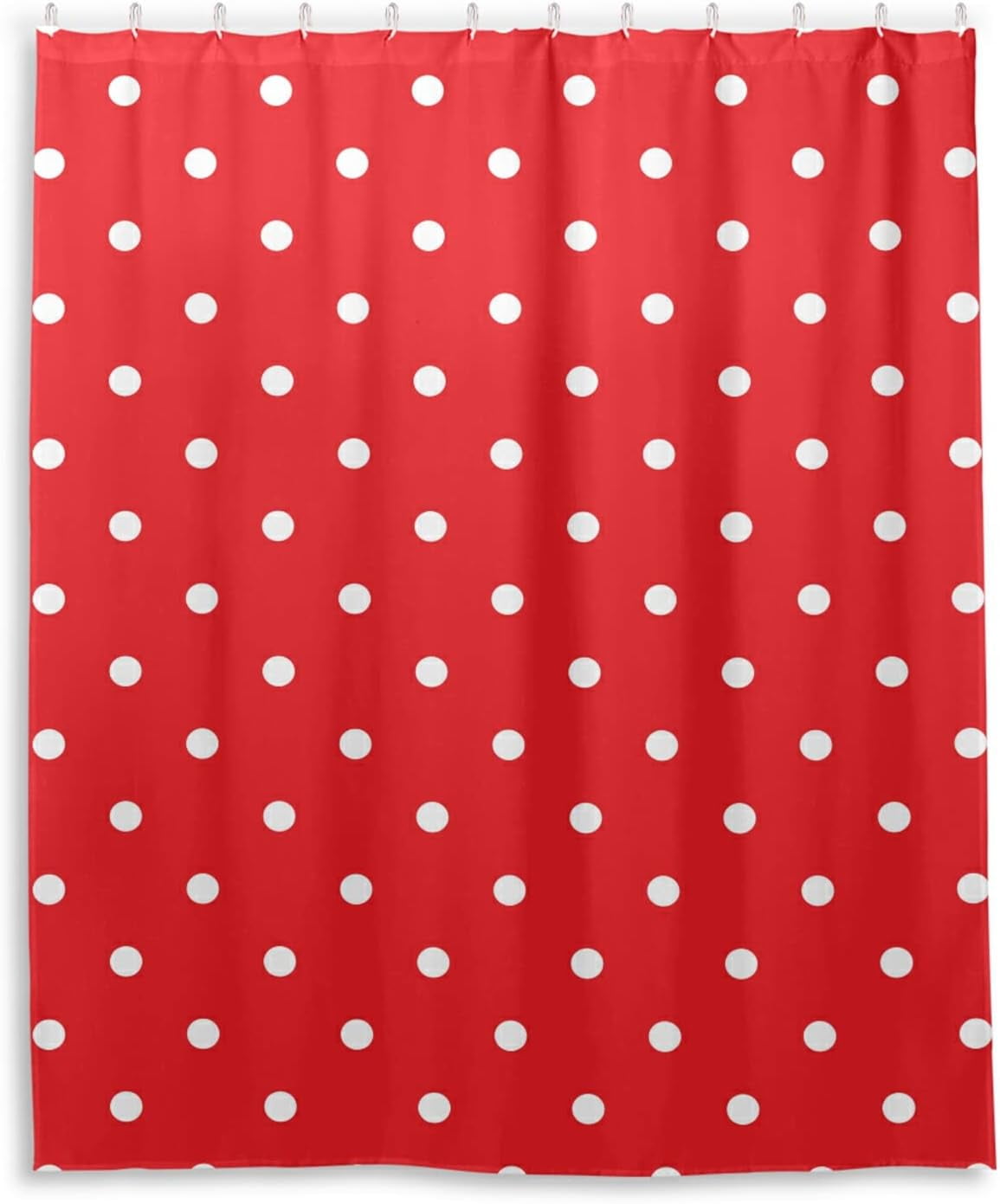 Red and White Polka Dot Waterproof Fabric Shower Curtain 60x72 Inch