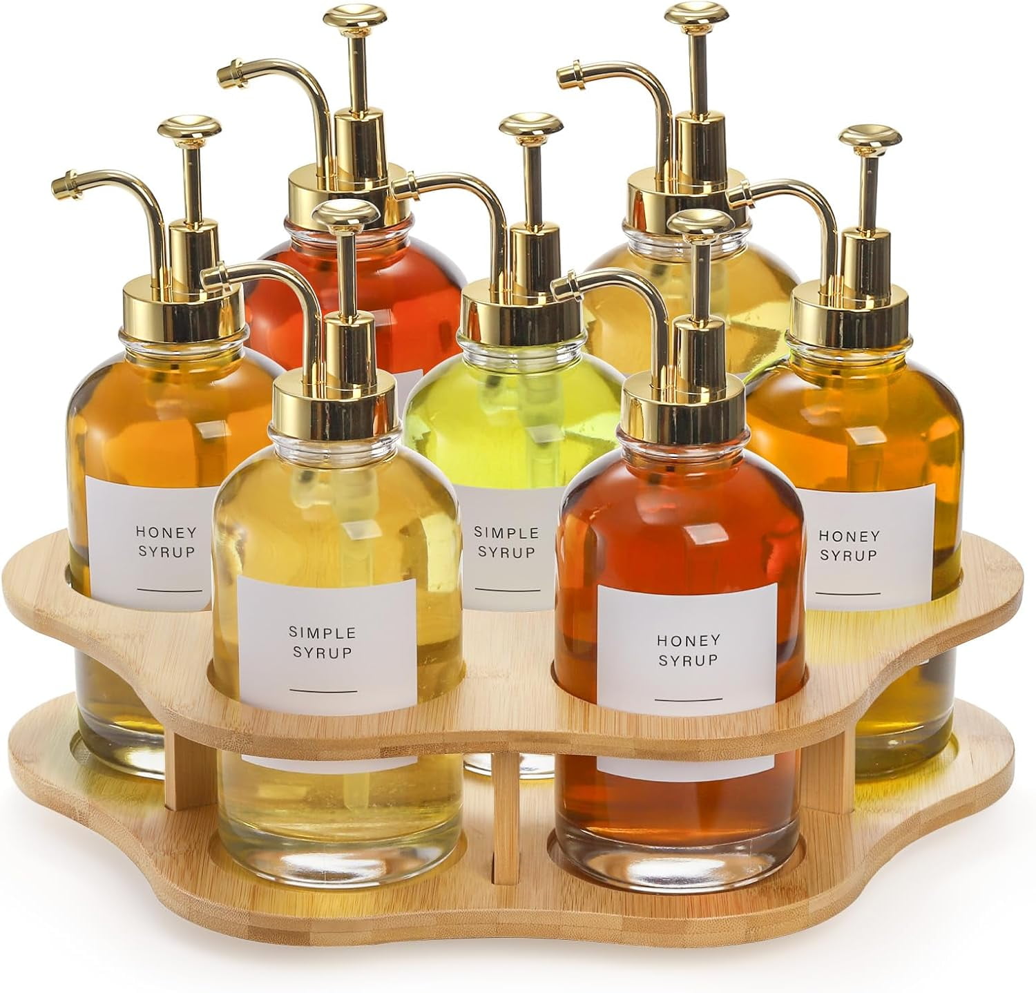 Wellsay Rotating Coffee Sp Organizer Rack, 7 Bottles Holder Lazy Susan ...