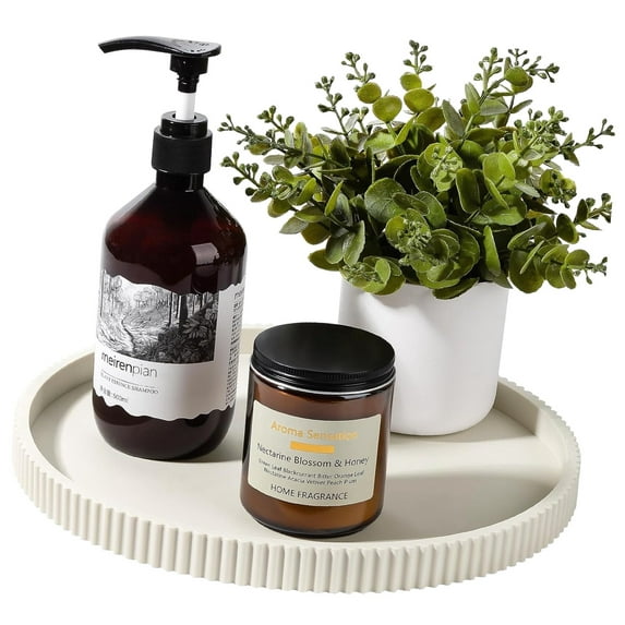 Wellsay Round Bathroom Tray Kitchen Organizer Vanity Coffee Table Decor ...