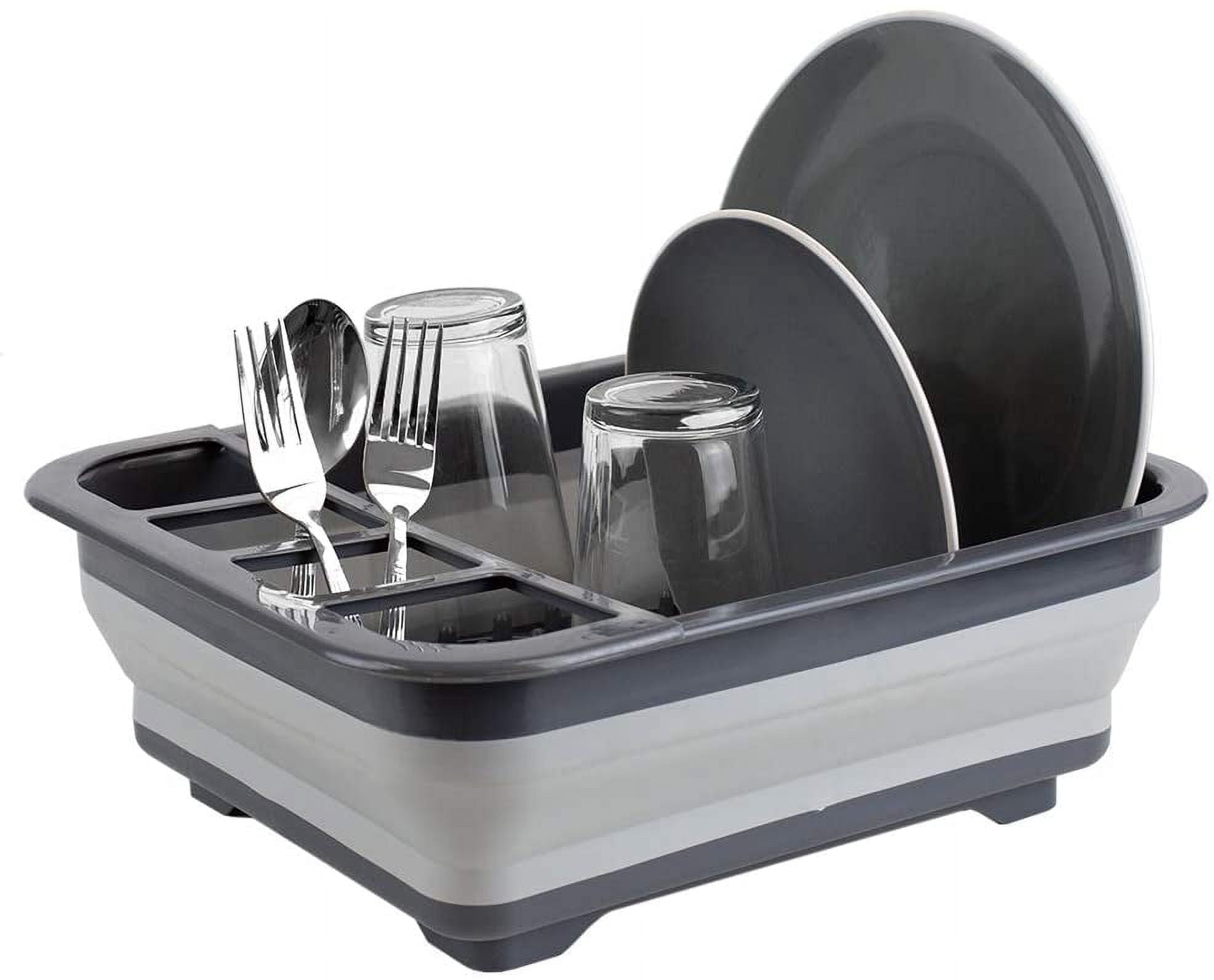 Wellsay Silicone and Plastic Easy Storage Collapsible Dish Rack with ...