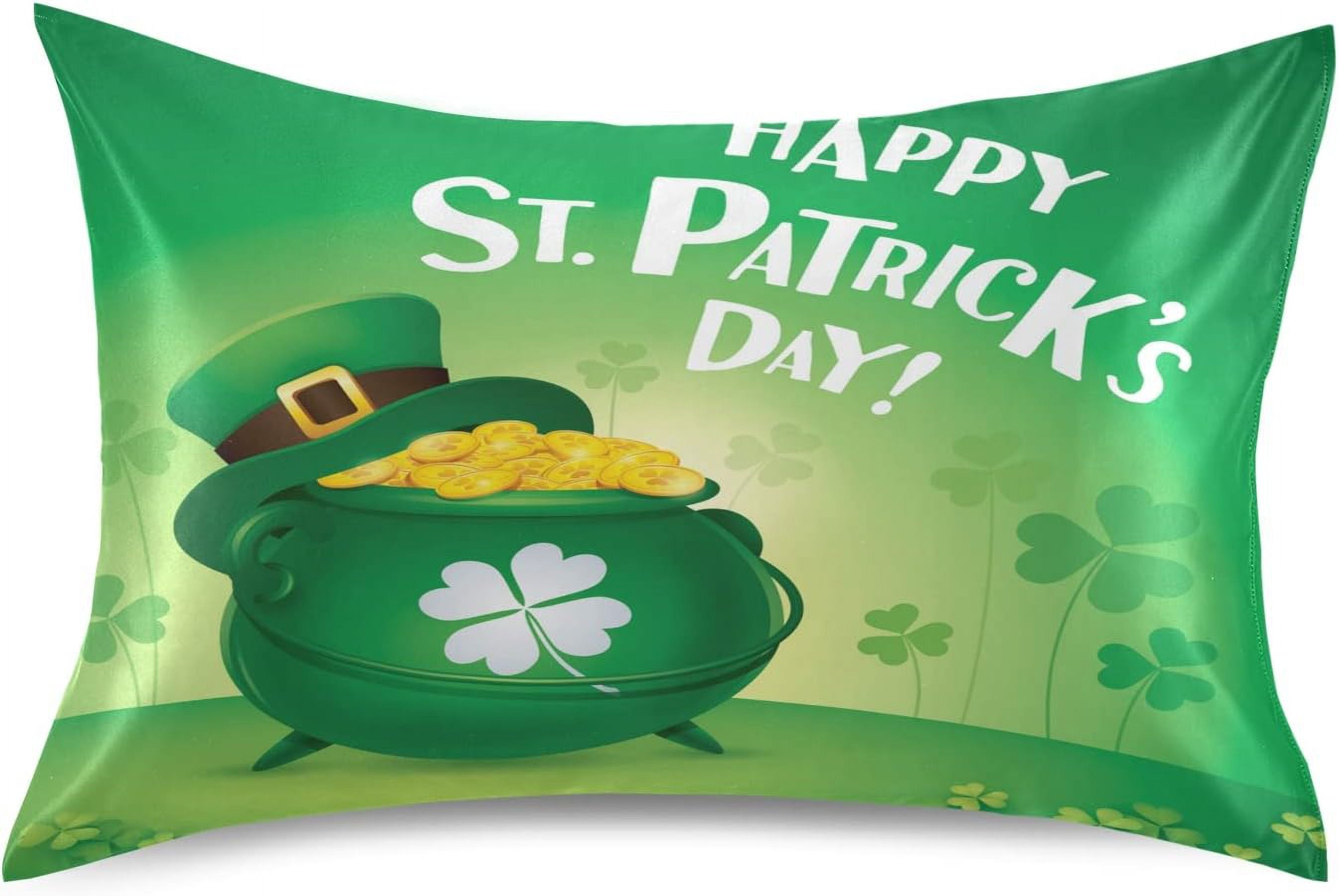 Wellsay St. Patrick's Day Satin Pillowcase for Hair and Skin Machine