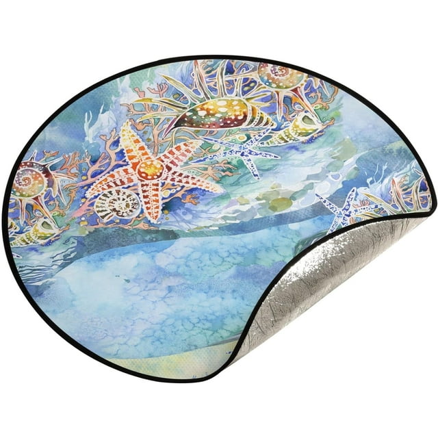 Wellsay Starfish Seashells Christmas Tree Mats Waterproof Tree Skirt