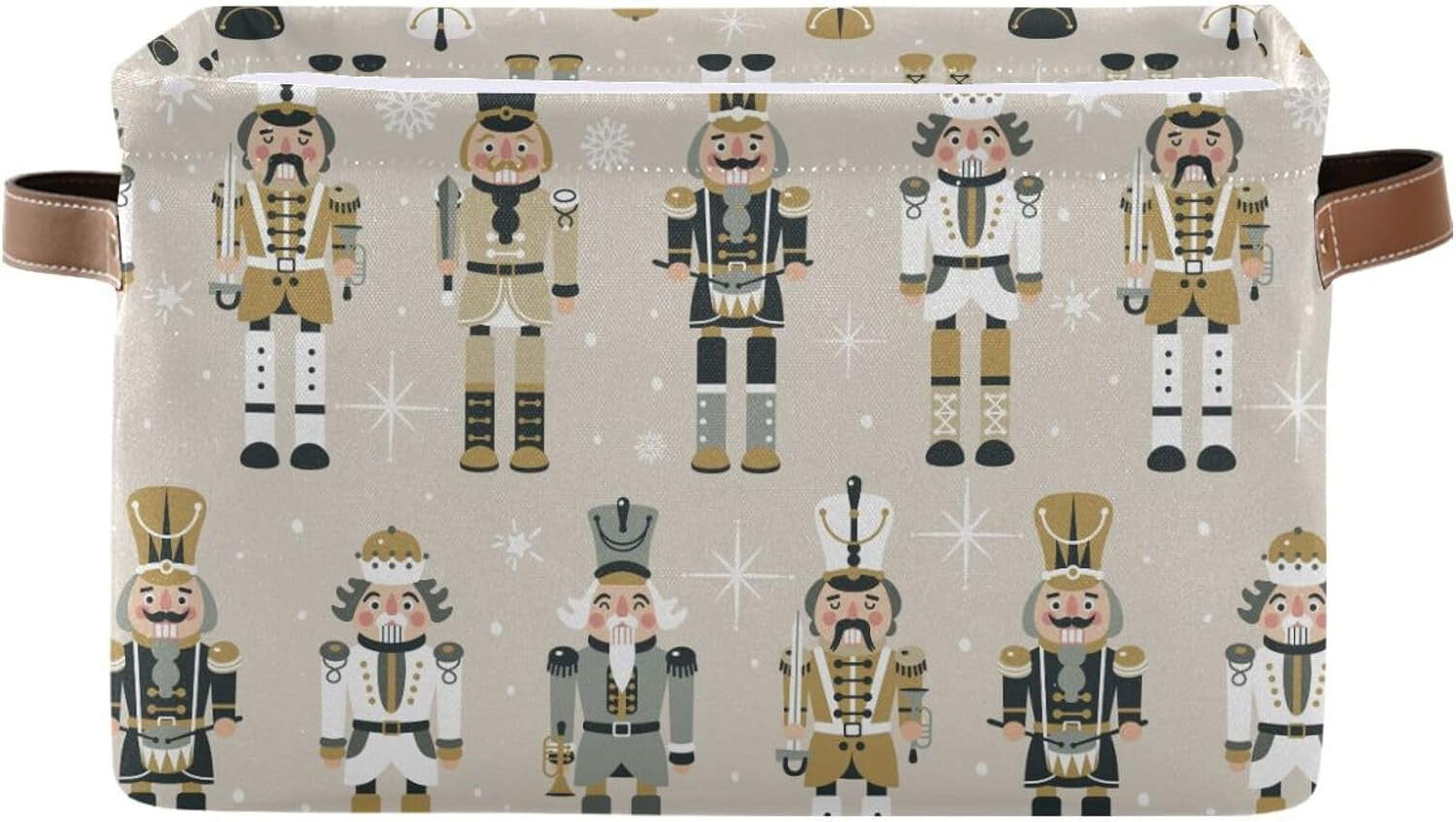 Wellsay Storage Basket Christmas Nutcrackers Foldable Canvas Laundry