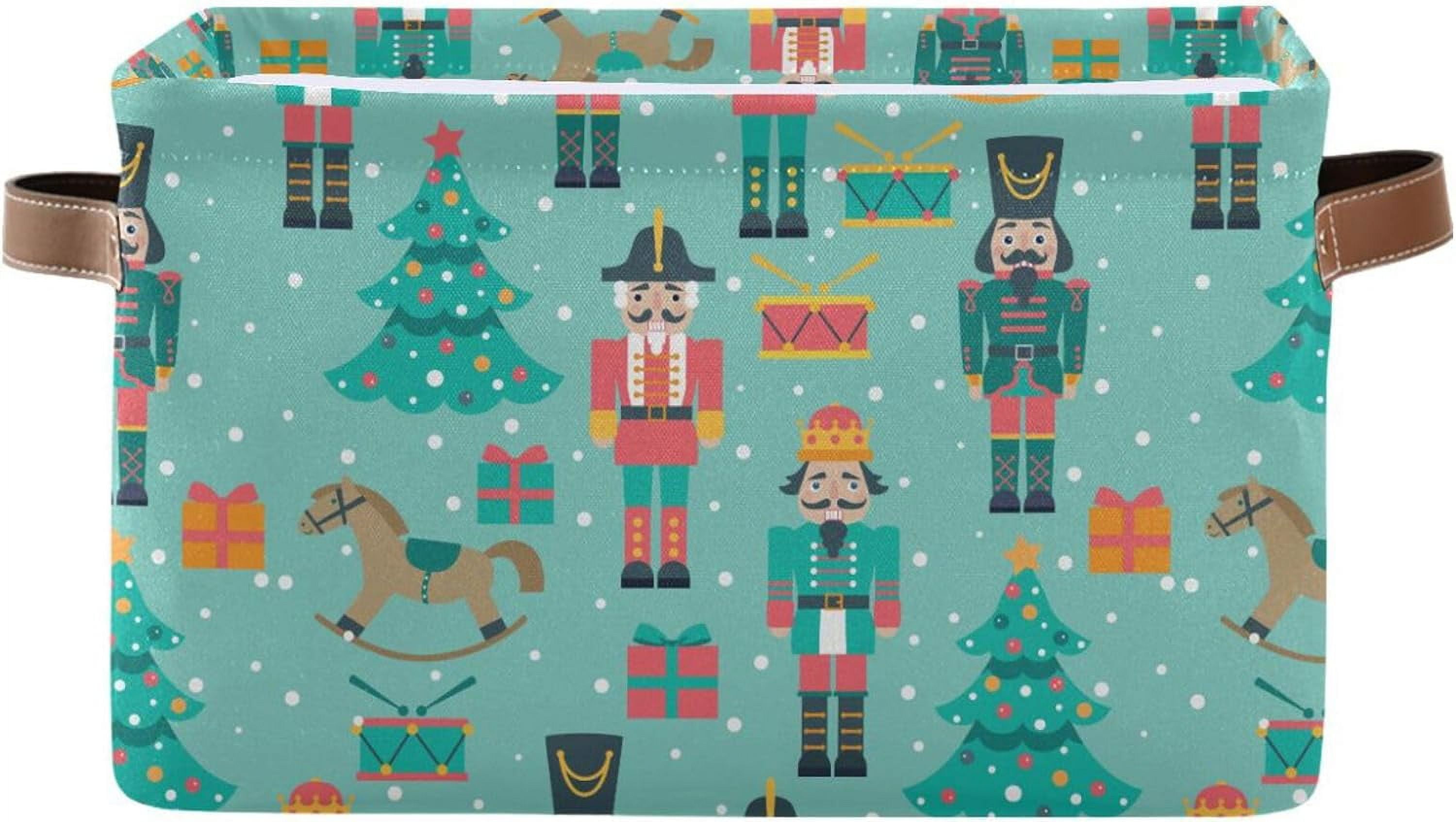 Wellsay Storage Basket Christmas Nutcrackers Foldable Canvas Laundry