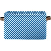 Wellsay Storage Basket Polka Dots Blue Foldable Canvas Laundry Baskets Bin Waterproof Inner Layer with Sturdy Handles for Toy Nursery Blanket Clothes 1 Pack