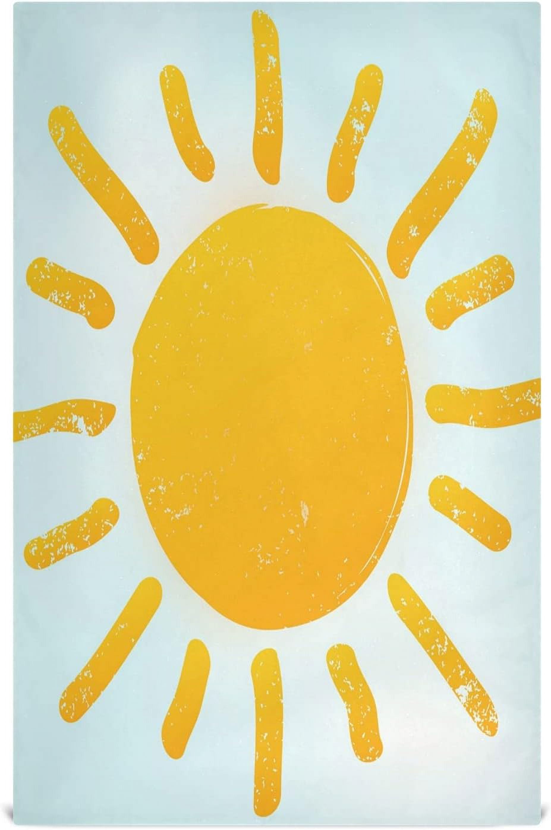 Wellsay Sunlight Symbo Kitchen Dish Towels, 18 Inch x 28 Inch