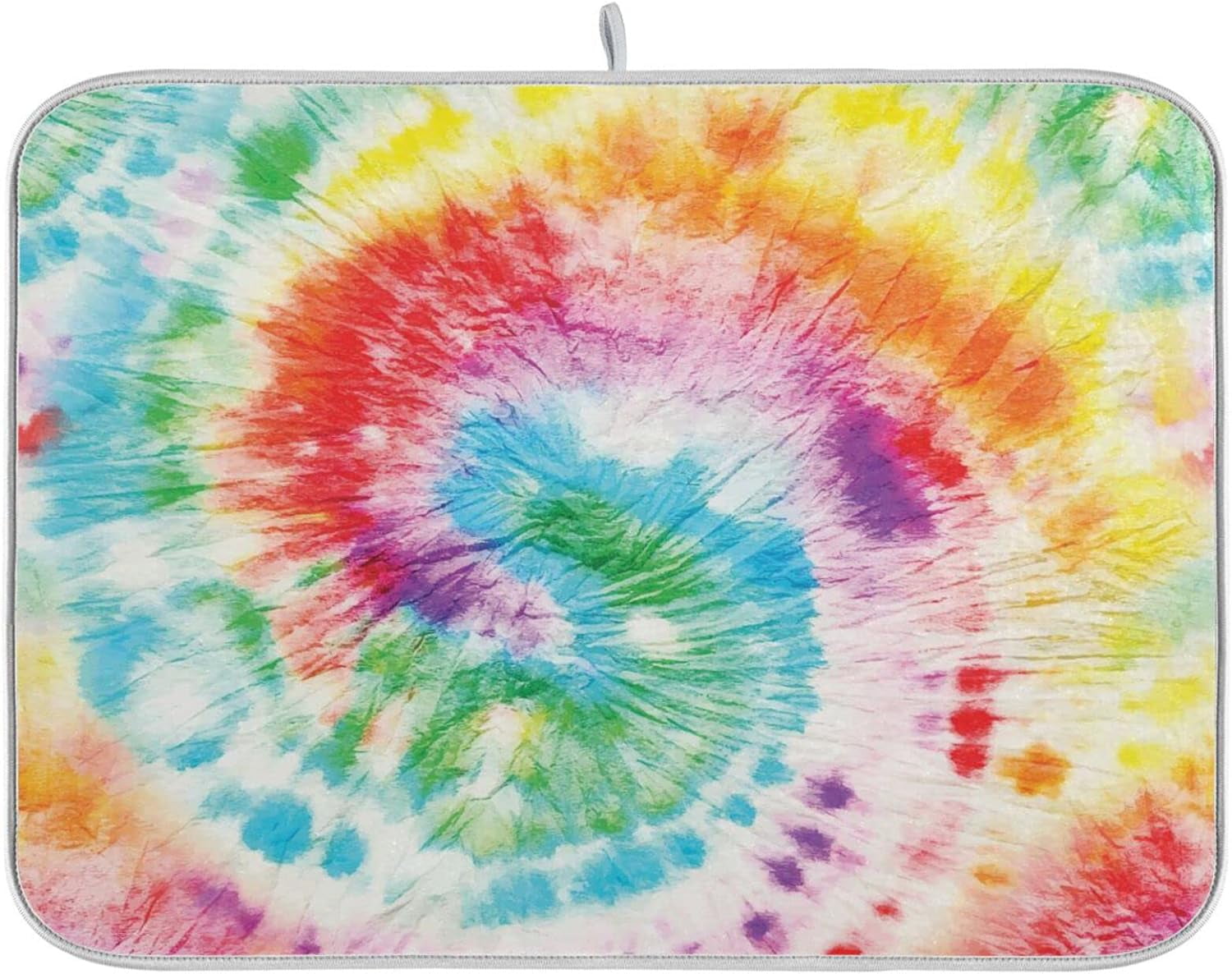 Wellsay Tie Dye Swirl Rainbow Absorbent Dish Drying Mat Microfiber