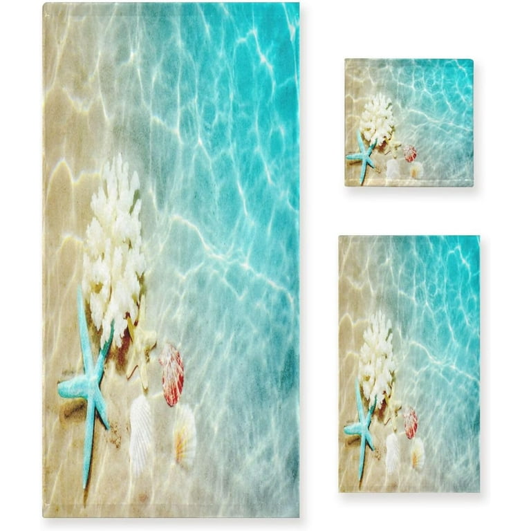 Wellsay Towel Set of 3 Starfish Seashell Summer Beach 1 Bath Towel 1 Towel 1 Small Square Towel Strong Soft and Compact Absorbent Yoga Gym Hotel Excellent Choice. Walmart